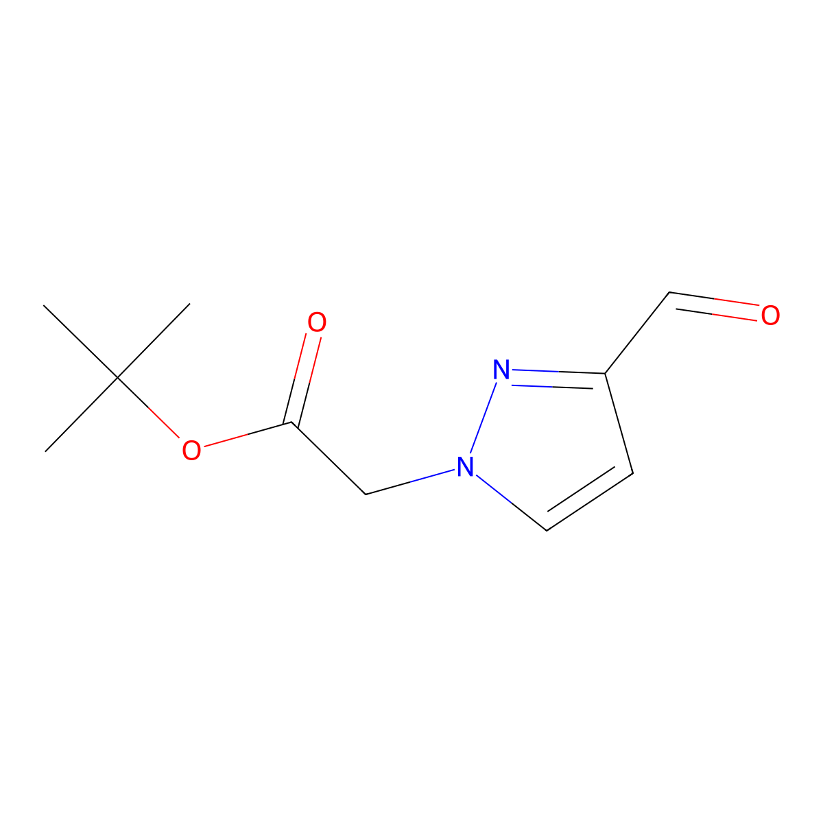 tert-butyl2-(3-formyl-1H-pyrazol-1-yl)acetate molecular structure, CAS 2803829-63-0