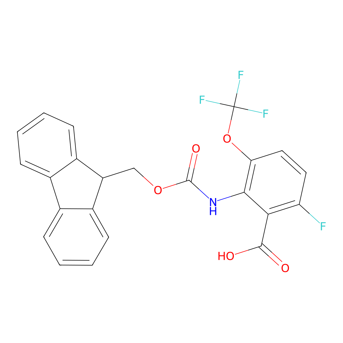 2-({[(9H-fluoren-9-yl)methoxy]carbonyl}amino)-6-fluoro-3-(trifluoromethoxy)benzoic acid molecular structure, CAS 2803829-65-2