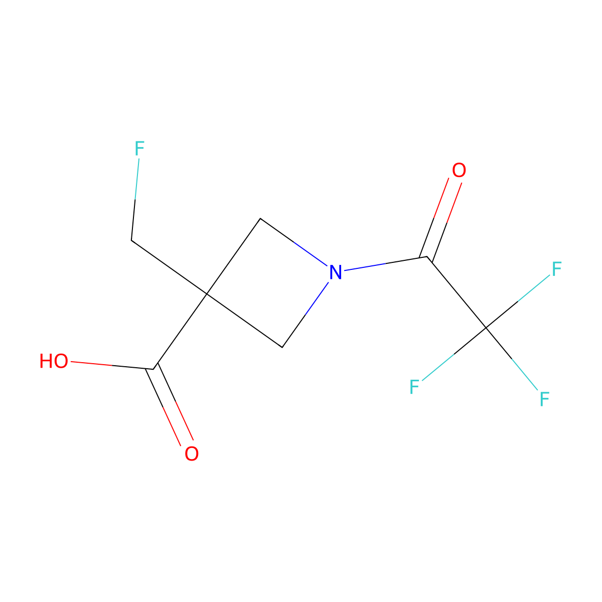 3-(Fluoromethyl)-1-(2,2,2-trifluoroacetyl)azetidine-3-carboxylic acid molecular structure, CAS 2803829-70-9