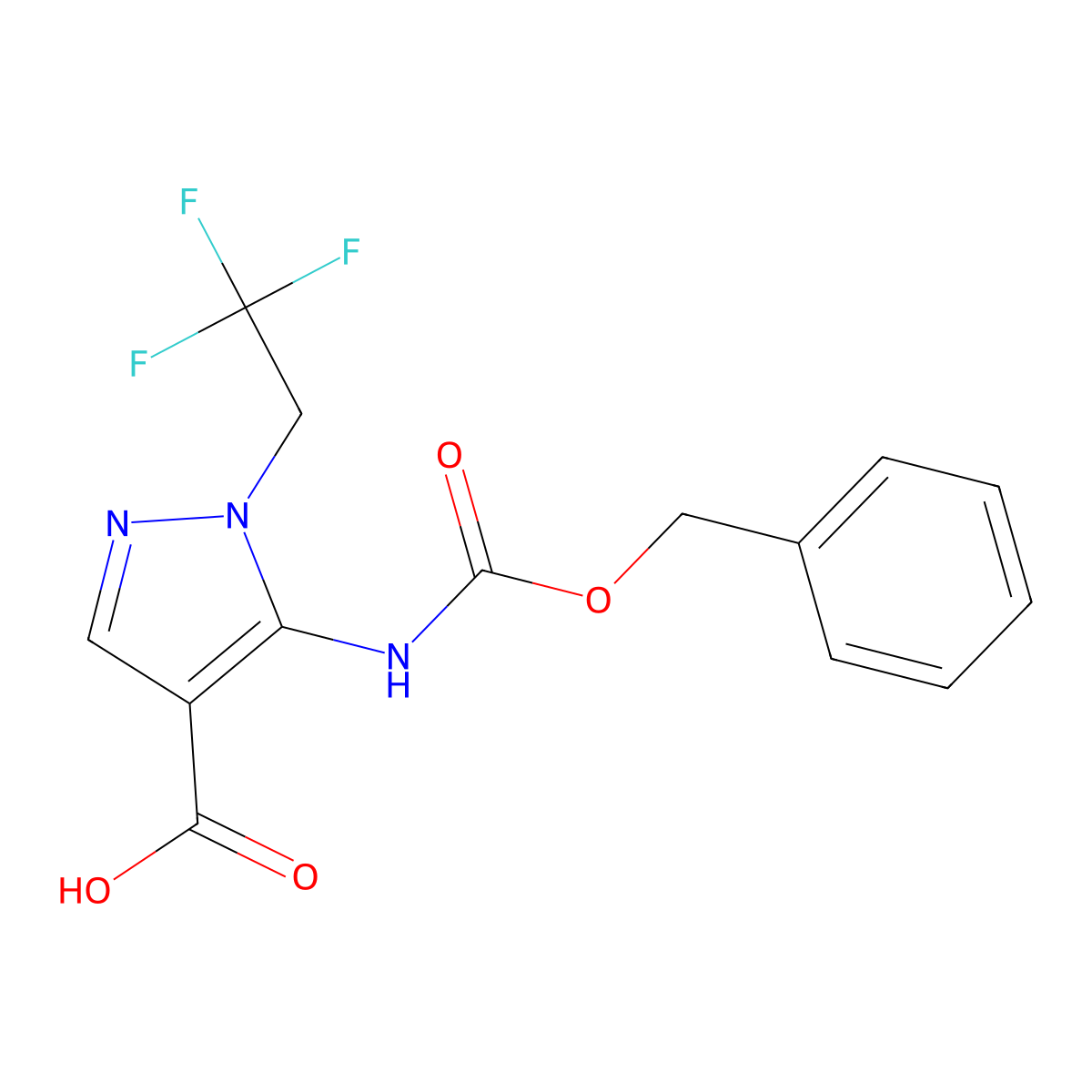 5-{[(benzyloxy)carbonyl]amino}-1-(2,2,2-trifluoroethyl)-1H-pyrazole-4-carboxylic acid molecular structure, CAS 2803829-72-1