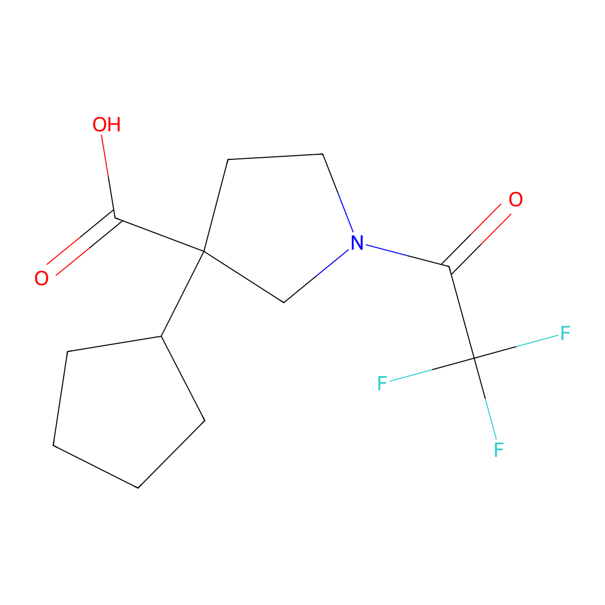 3-Cyclopentyl-1-(2,2,2-trifluoroacetyl)pyrrolidine-3-carboxylic acid molecular structure, CAS 2803829-74-3