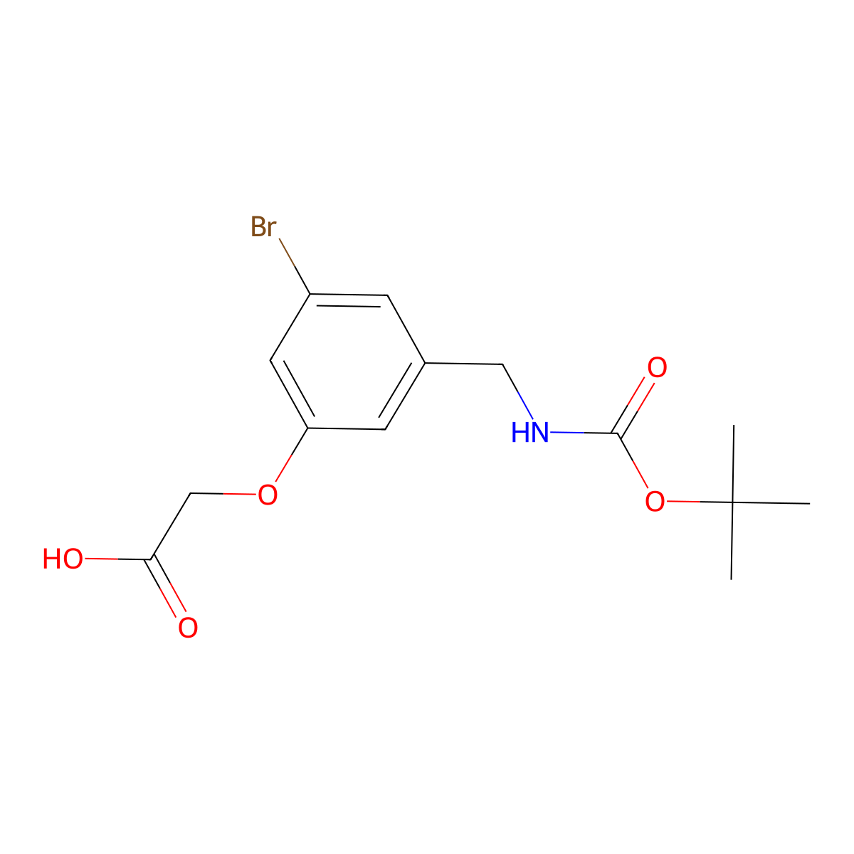 2-[3-Bromo-5-({[(tert-butoxy)carbonyl]amino}methyl)phenoxy]acetic acid molecular structure, CAS 2803829-76-5