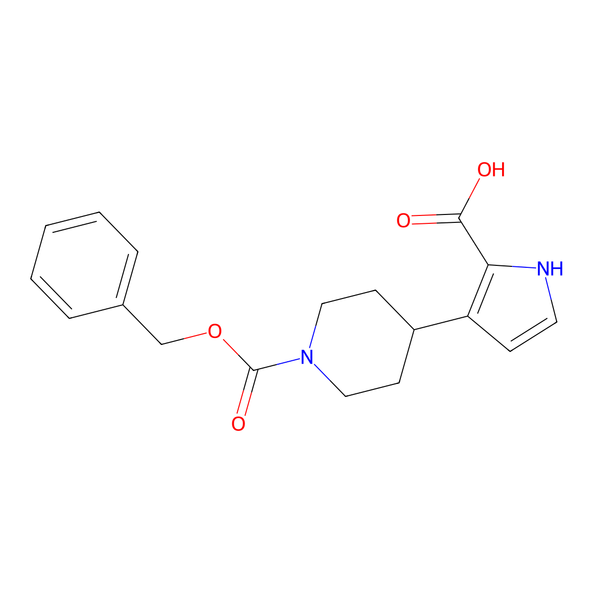 3-{1-[(benzyloxy)carbonyl]piperidin-4-yl}-1H-pyrrole-2-carboxylic acid molecular structure, CAS 2803829-77-6