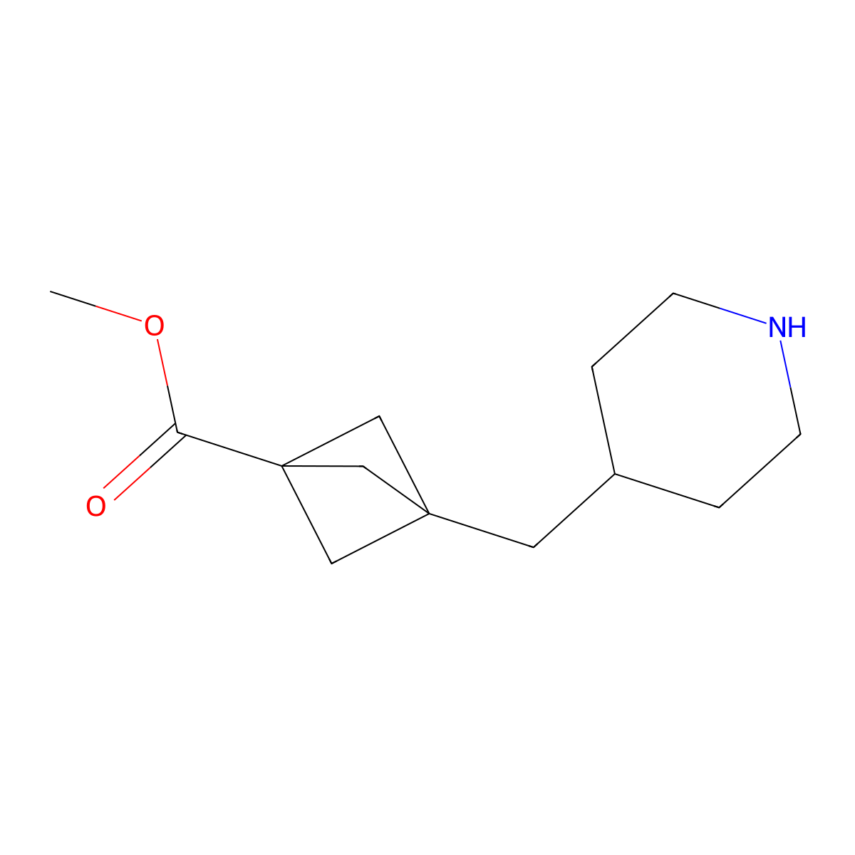 Methyl 3-[(piperidin-4-yl)methyl]bicyclo[1.1.1]pentane-1-carboxylate molecular structure, CAS 2803829-84-5