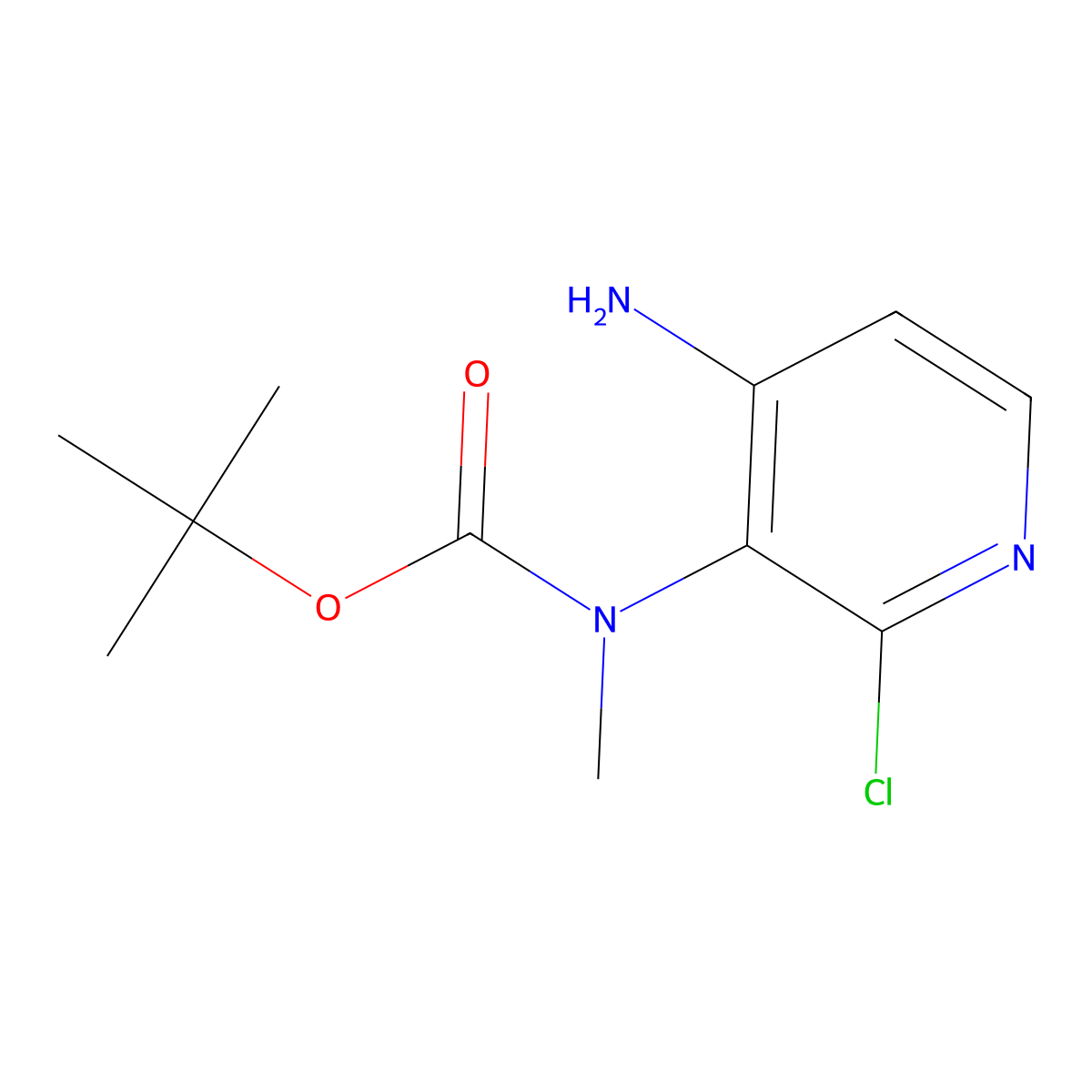 tert-butyl N-(4-amino-2-chloropyridin-3-yl)-N-methylcarbamate molecular structure, CAS 2803829-86-7