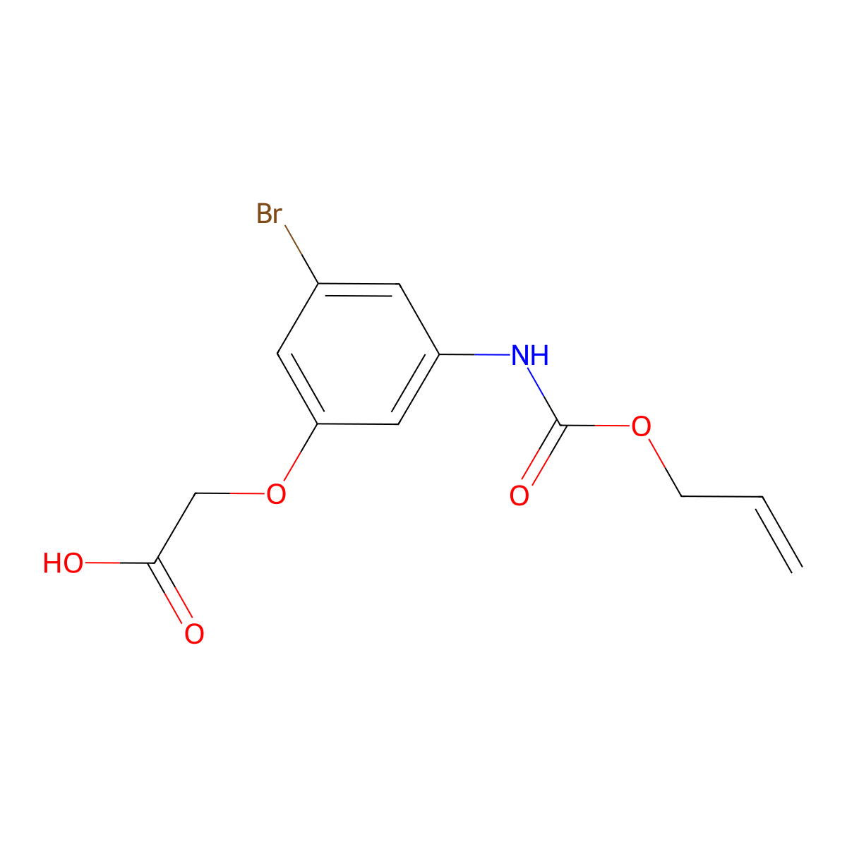 2-(3-Bromo-5-{[(prop-2-en-1-yloxy)carbonyl]amino}phenoxy)acetic acid molecular structure, CAS 2803833-46-5