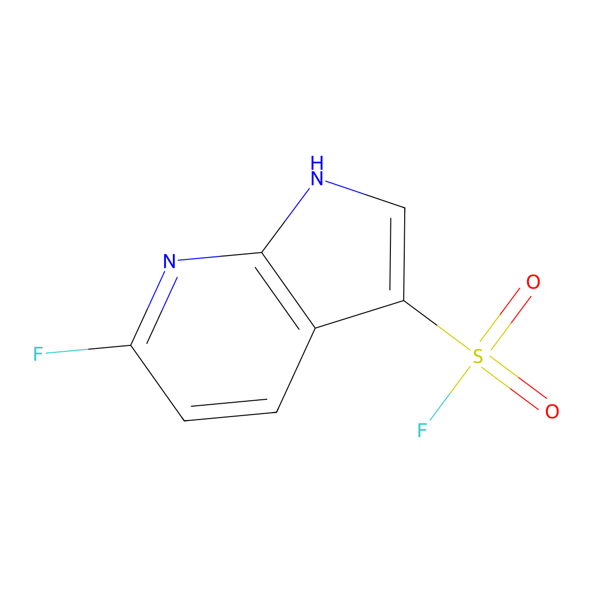 6-fluoro-1H-pyrrolo[2,3-b]pyridine-3-sulfonyl fluoride molecular structure, CAS 2803833-49-8