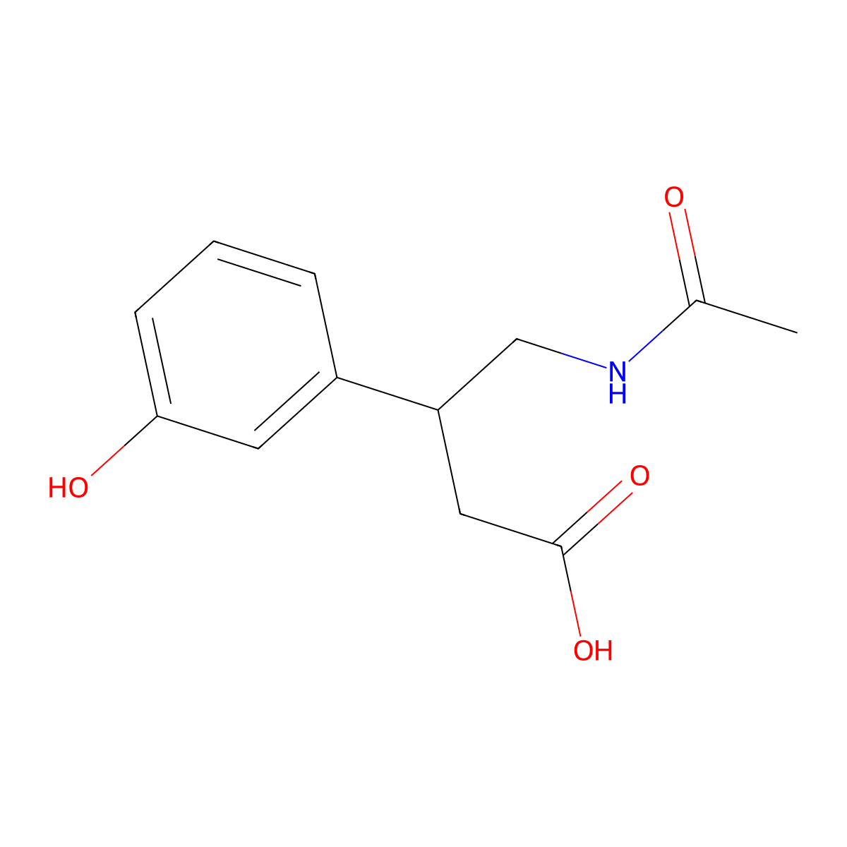 4-Acetamido-3-(3-hydroxyphenyl)butanoic acid molecular structure, CAS 2803833-54-5