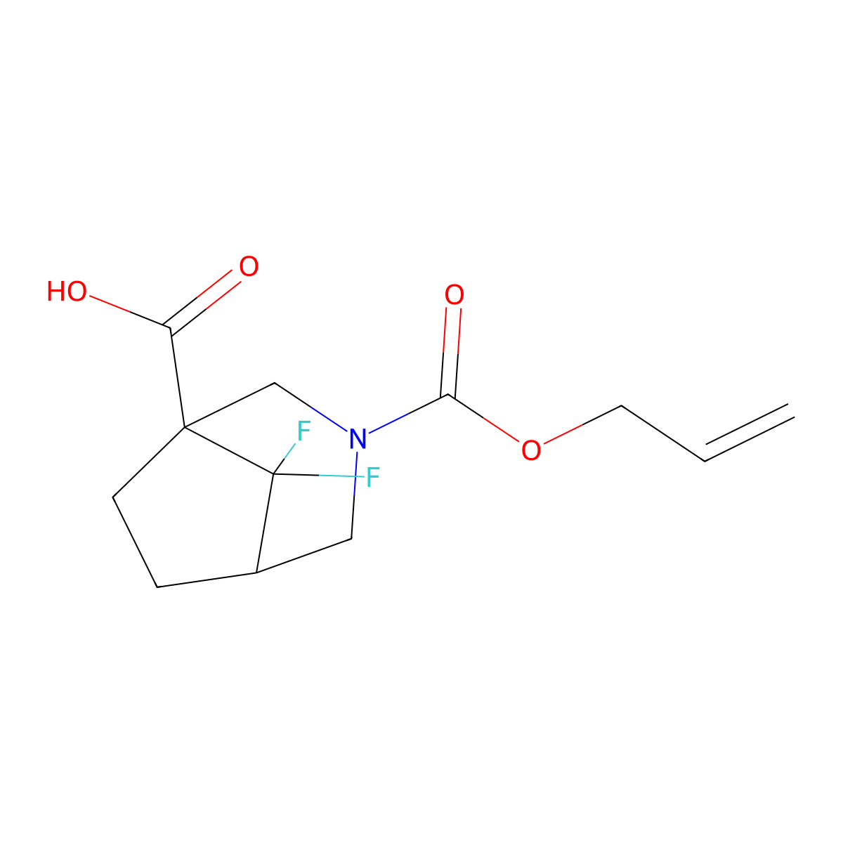 8,8-Difluoro-3-[(prop-2-en-1-yloxy)carbonyl]-3-azabicyclo[3.2.1]octane-1-carboxylic acid molecular structure, CAS 2803833-55-6