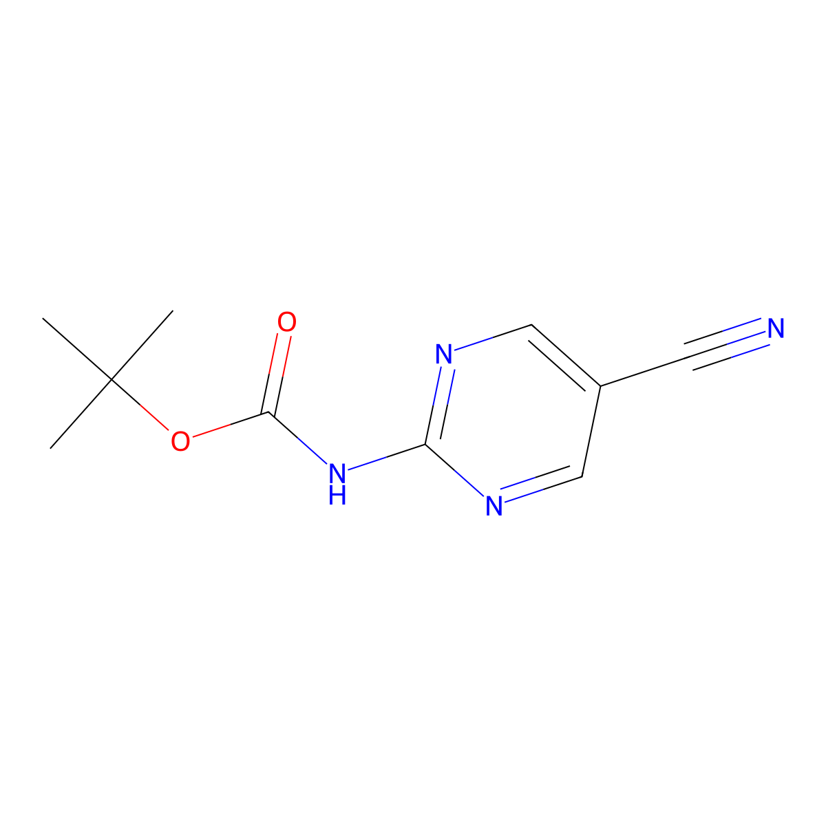 tert-butyl N-(5-cyanopyrimidin-2-yl)carbamate molecular structure, CAS 2803833-58-9