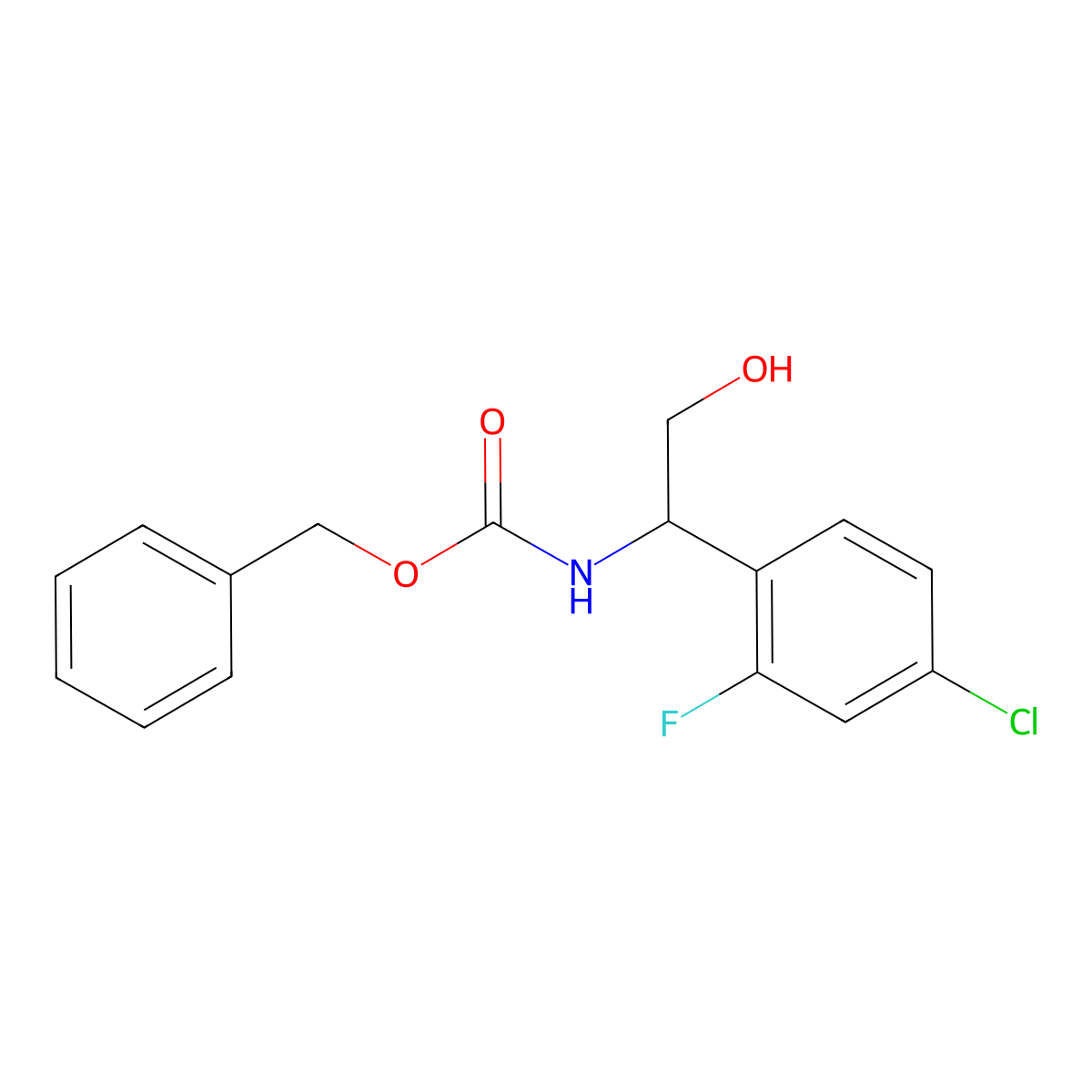 benzyl N-[1-(4-chloro-2-fluorophenyl)-2-hydroxyethyl]carbamate molecular structure, CAS 2803833-62-5