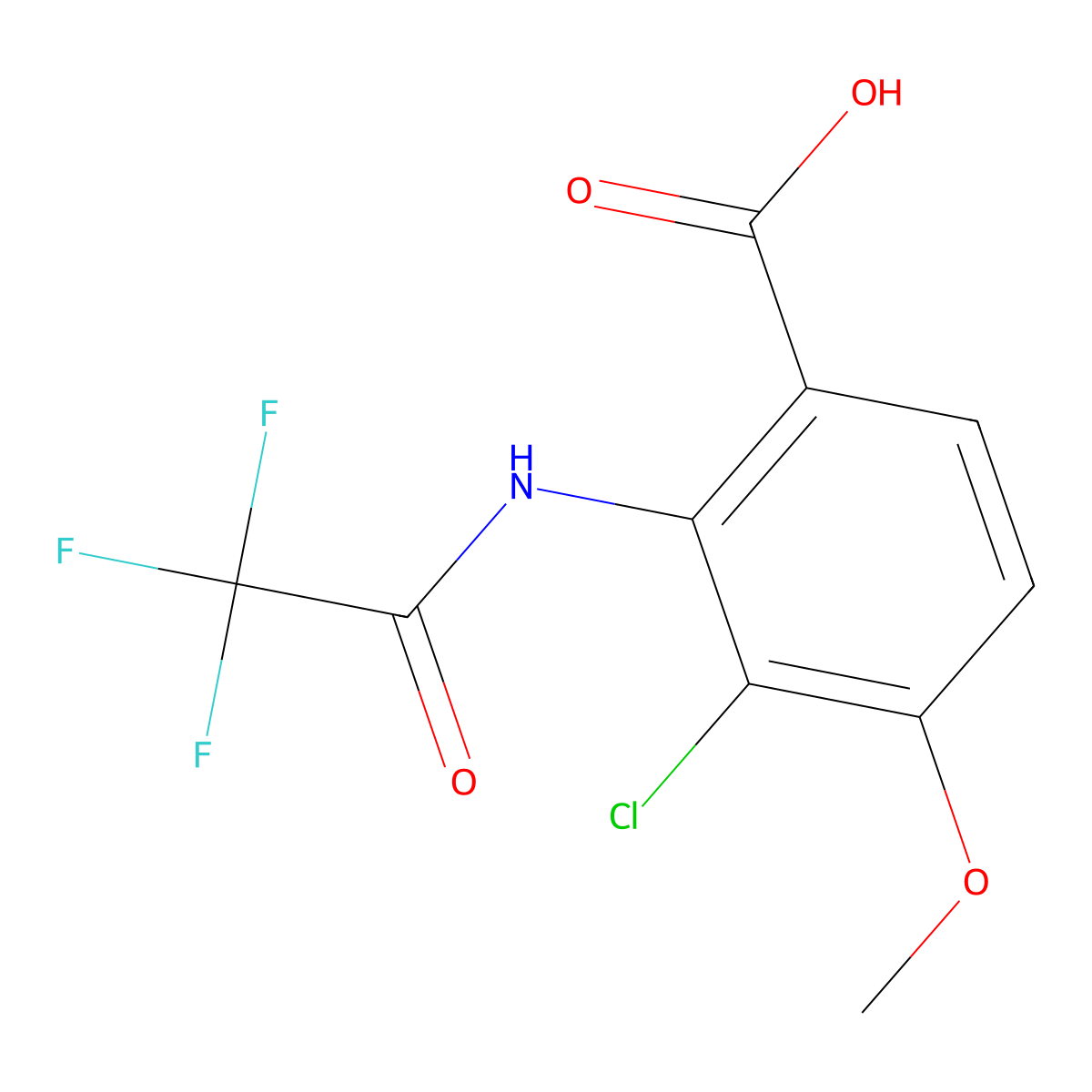 3-Chloro-4-methoxy-2-(2,2,2-trifluoroacetamido)benzoic acid molecular structure, CAS 2803833-63-6