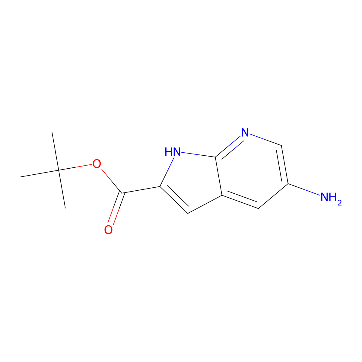 tert-butyl 5-amino-1H-pyrrolo[2,3-b]pyridine-2-carboxylate molecular structure, CAS 2803833-71-6
