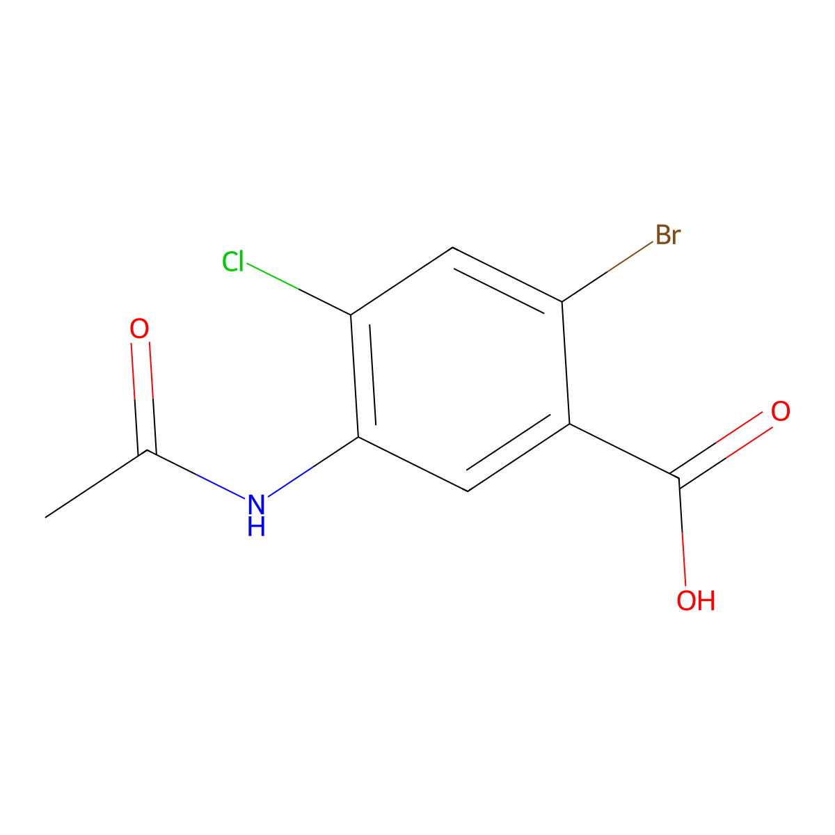 2-Bromo-4-chloro-5-acetamidobenzoic acid molecular structure, CAS 2803833-75-0