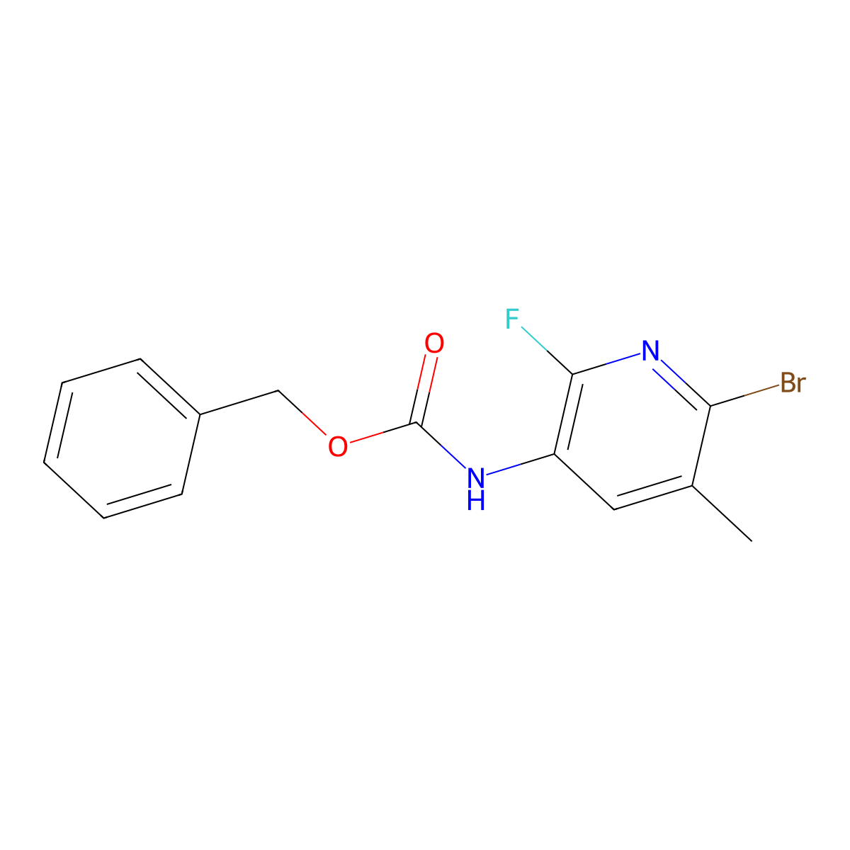benzyl N-(6-bromo-2-fluoro-5-methylpyridin-3-yl)carbamate molecular structure, CAS 2803833-83-0