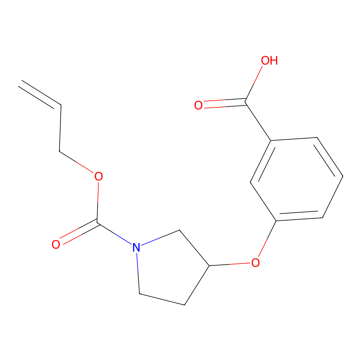 3-({1-[(Prop-2-en-1-yloxy)carbonyl]pyrrolidin-3-yl}oxy)benzoic acid molecular structure, CAS 2803833-86-3