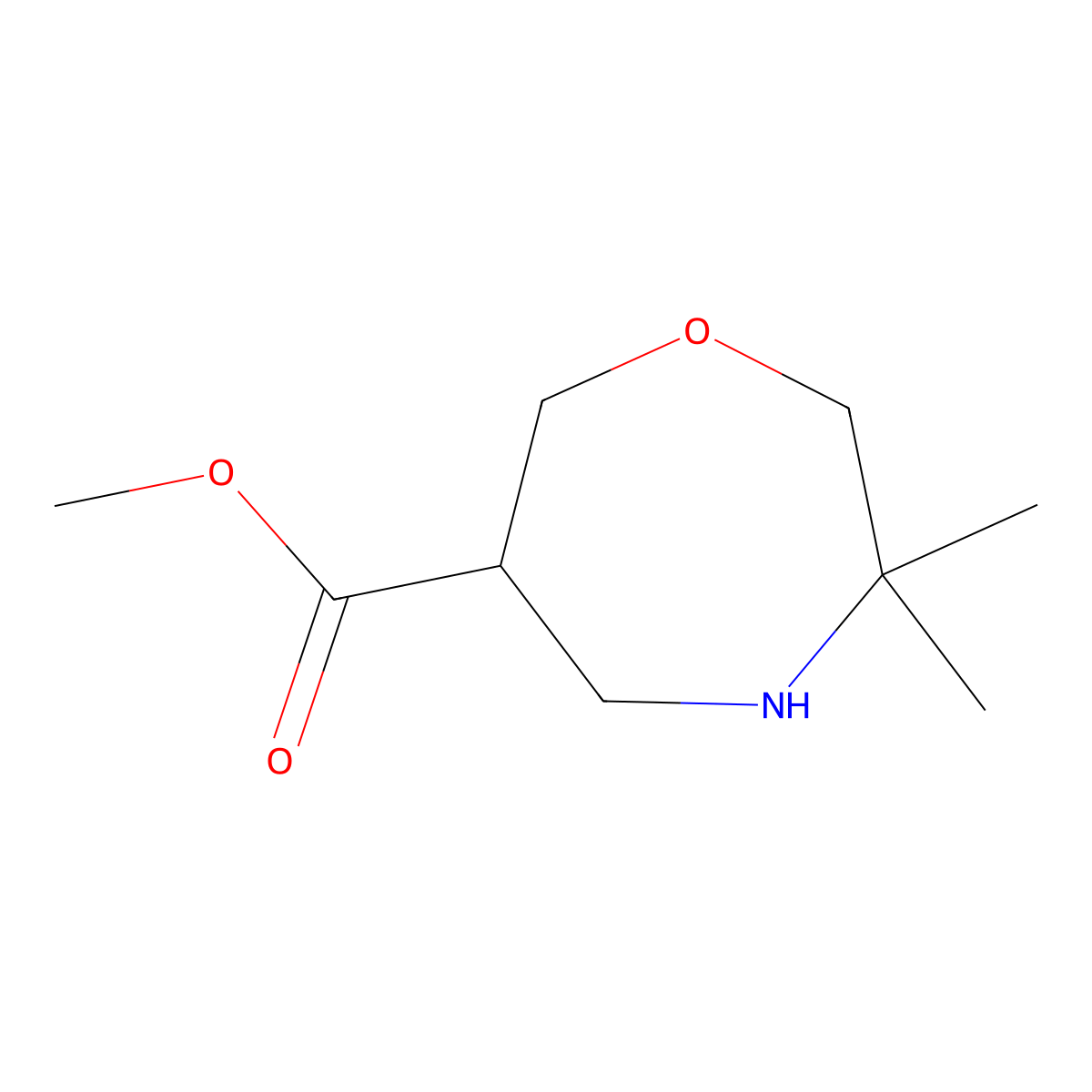 Methyl 3,3-dimethyl-1,4-oxazepane-6-carboxylate molecular structure, CAS 2803833-93-2