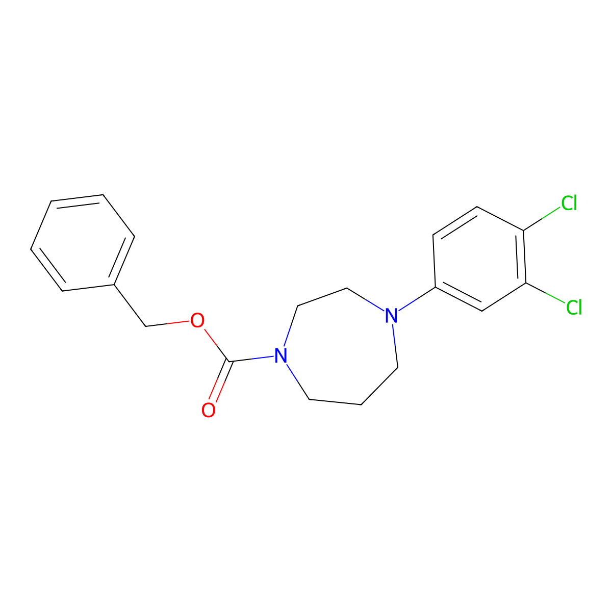Benzyl 4-(3,4-dichlorophenyl)-1,4-diazepane-1-carboxylate molecular structure, CAS 2803833-95-4