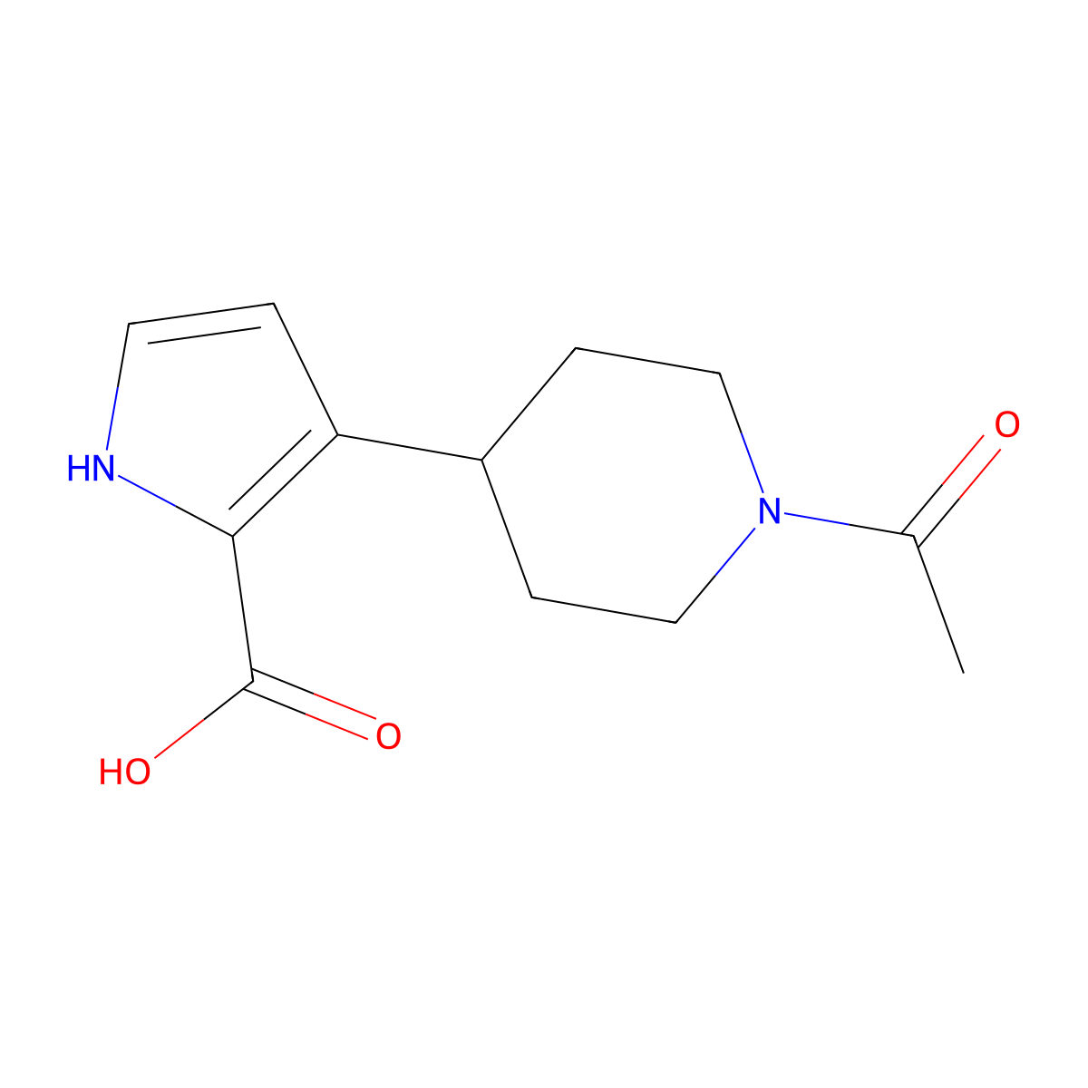 3-(1-acetylpiperidin-4-yl)-1H-pyrrole-2-carboxylic acid molecular structure, CAS 2803833-99-8