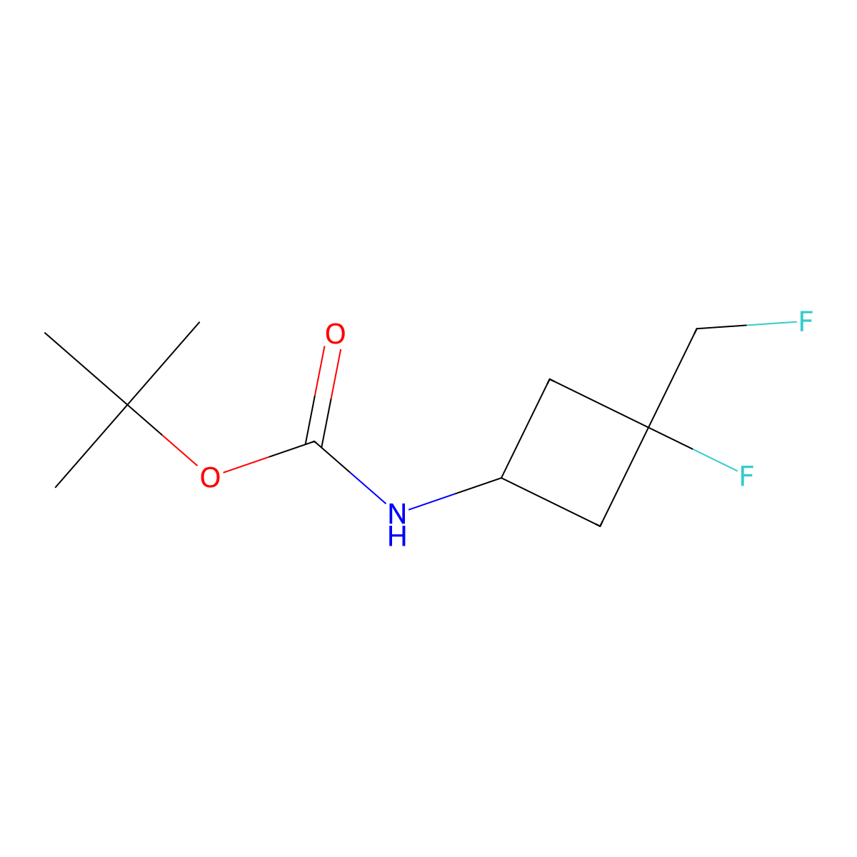 tert-butyl N-[3-fluoro-3-(fluoromethyl)cyclobutyl]carbamate molecular structure, CAS 2803834-05-9