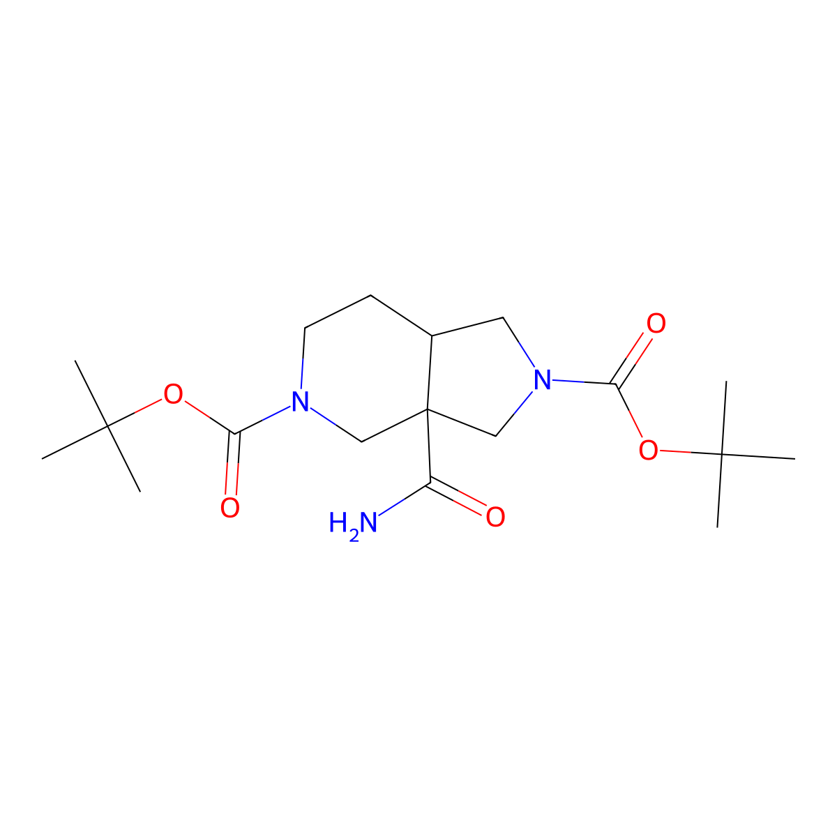 2,5-di-tert-butyl 3a-carbamoyl-octahydro-1H-pyrrolo[3,4-c]pyridine-2,5-dicarboxylate molecular structure, CAS 2803834-14-0