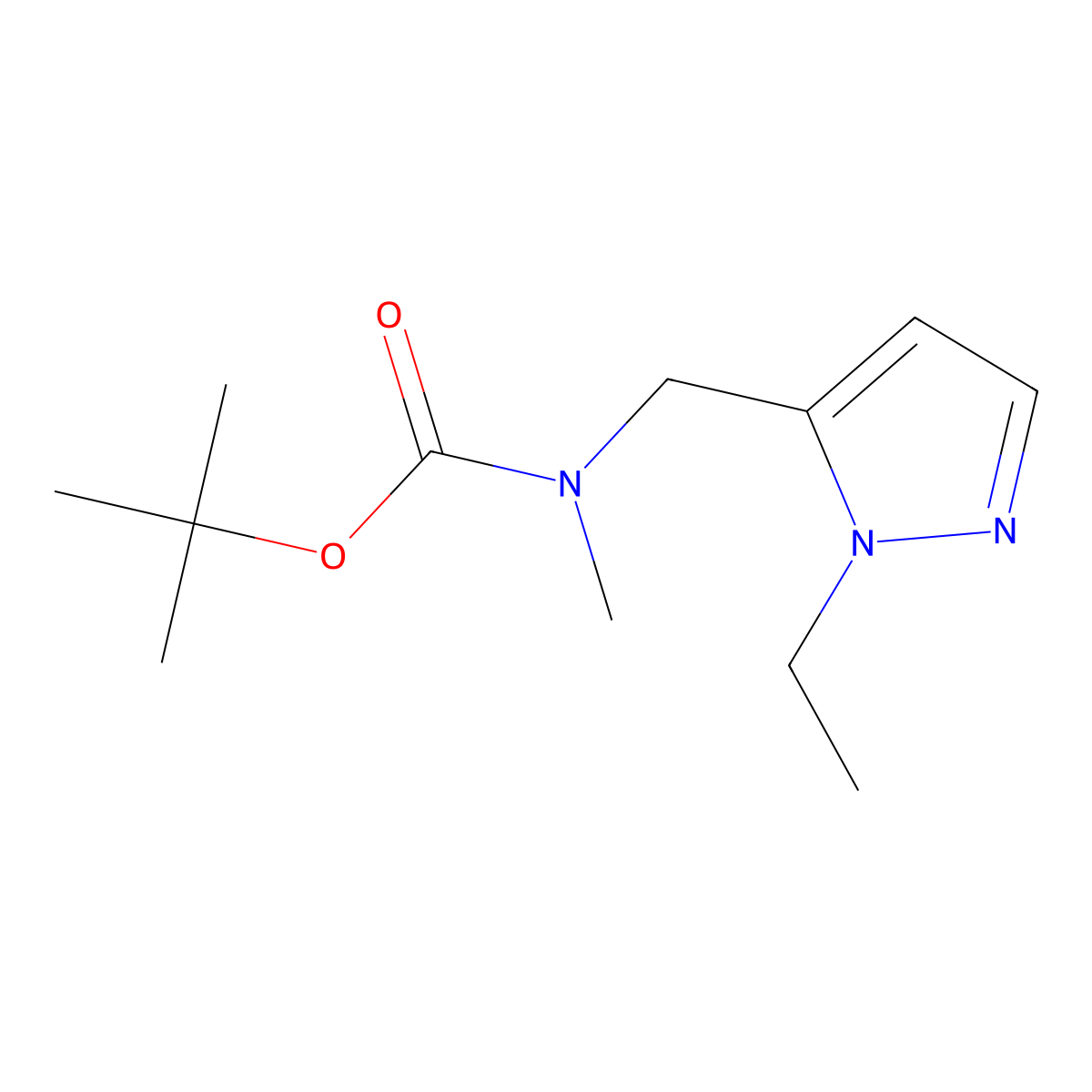 tert-butyl N-[(1-ethyl-1H-pyrazol-5-yl)methyl]-N-methylcarbamate molecular structure, CAS 2803834-18-4