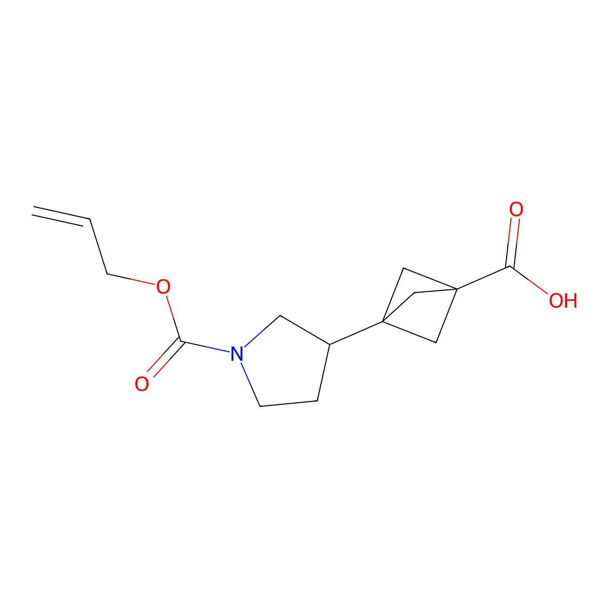 3-{1-[(Prop-2-en-1-yloxy)carbonyl]pyrrolidin-3-yl}bicyclo[1.1.1]pentane-1-carboxylic acid molecular structure, CAS 2803834-19-5