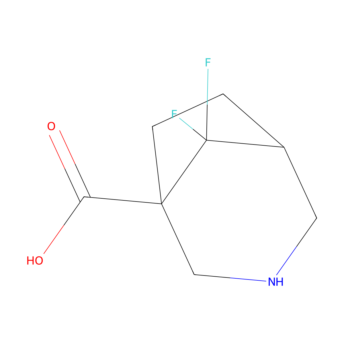8,8-Difluoro-3-azabicyclo[3.2.1]octane-1-carboxylic acid molecular structure, CAS 2803834-21-9