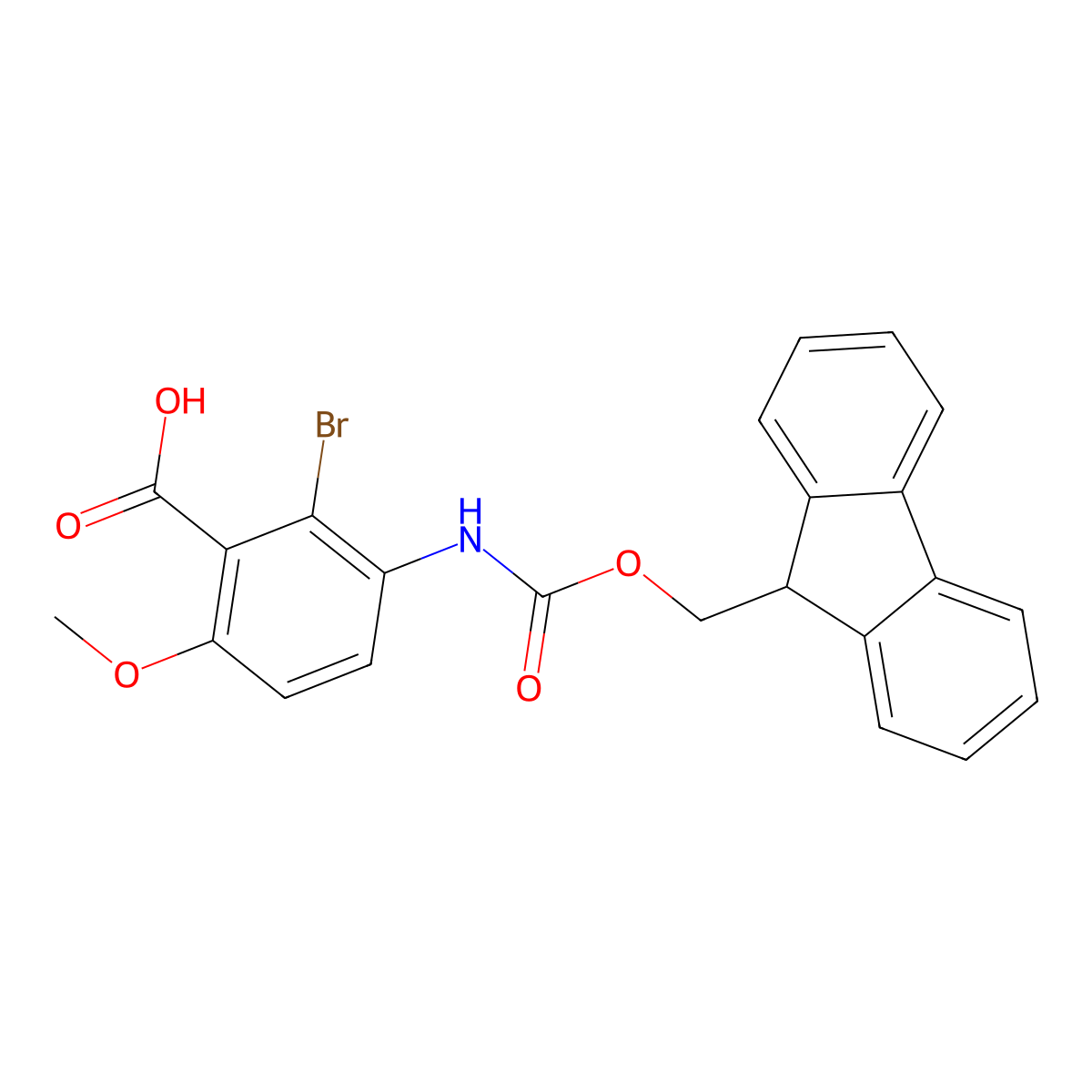 2-bromo-3-({[(9H-fluoren-9-yl)methoxy]carbonyl}amino)-6-methoxybenzoic acid molecular structure, CAS 2803834-23-1