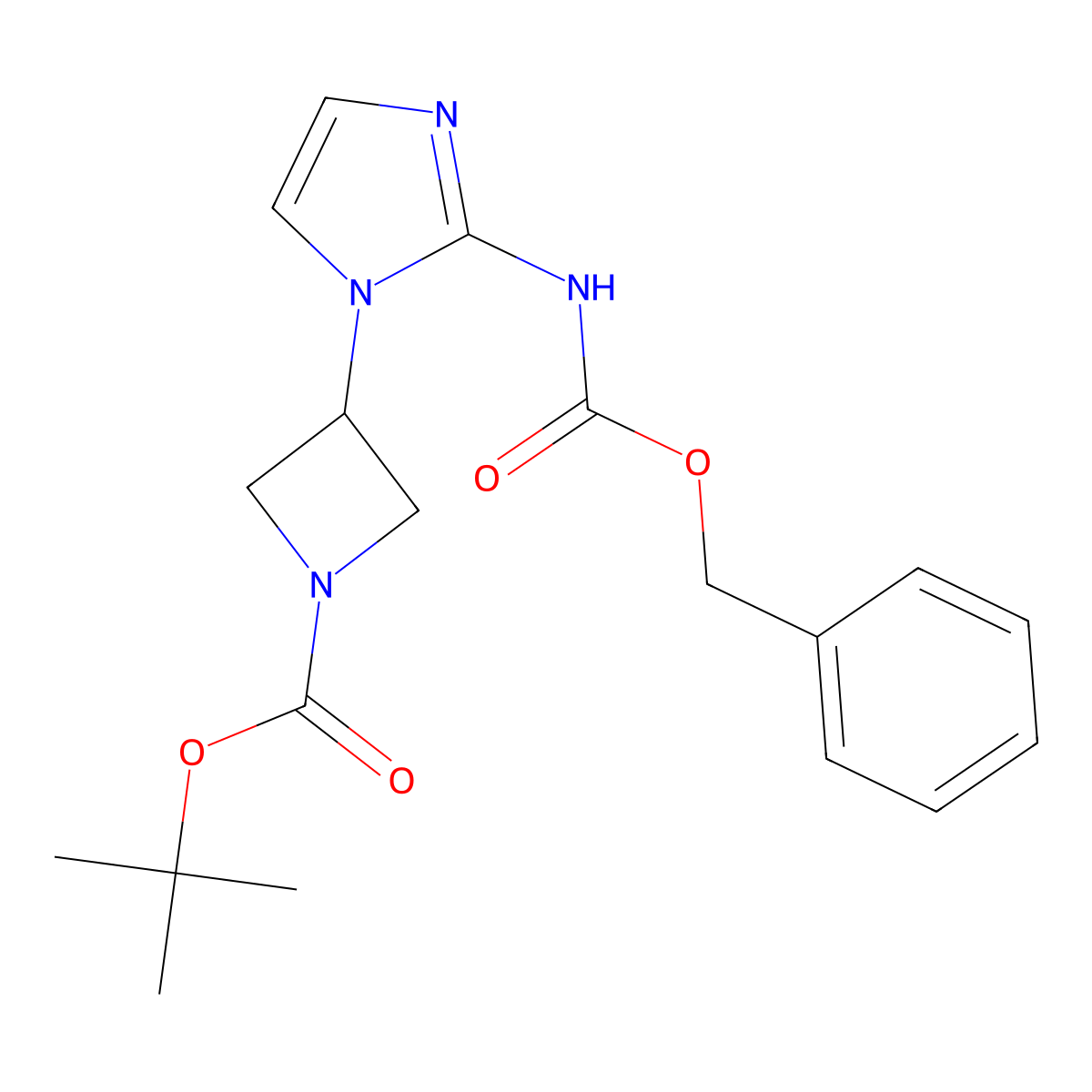tert-butyl 3-(2-{[(benzyloxy)carbonyl]amino}-1H-imidazol-1-yl)azetidine-1-carboxylate molecular structure, CAS 2803834-24-2