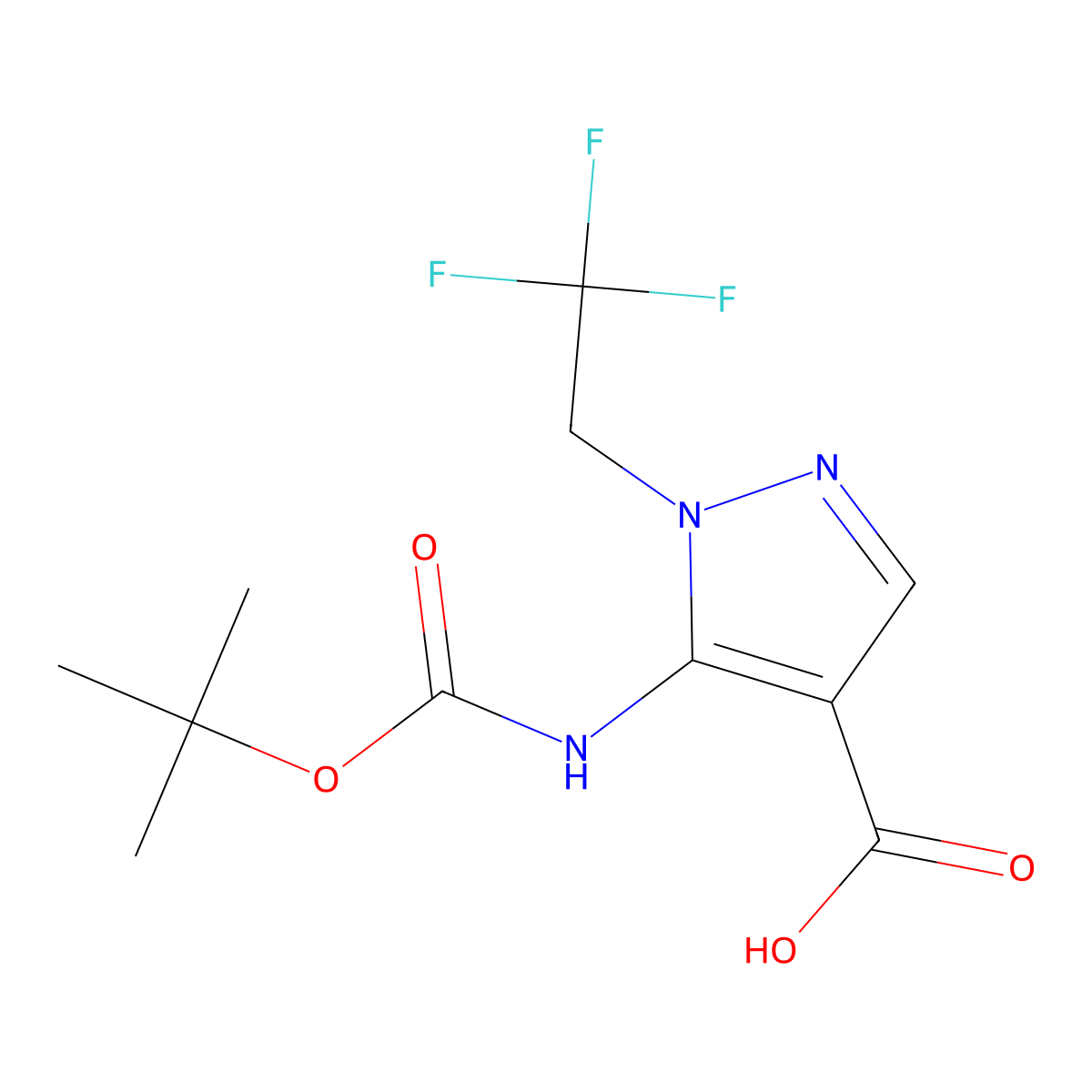 5-{[(tert-butoxy)carbonyl]amino}-1-(2,2,2-trifluoroethyl)-1H-pyrazole-4-carboxylic acid molecular structure, CAS 2803834-30-0