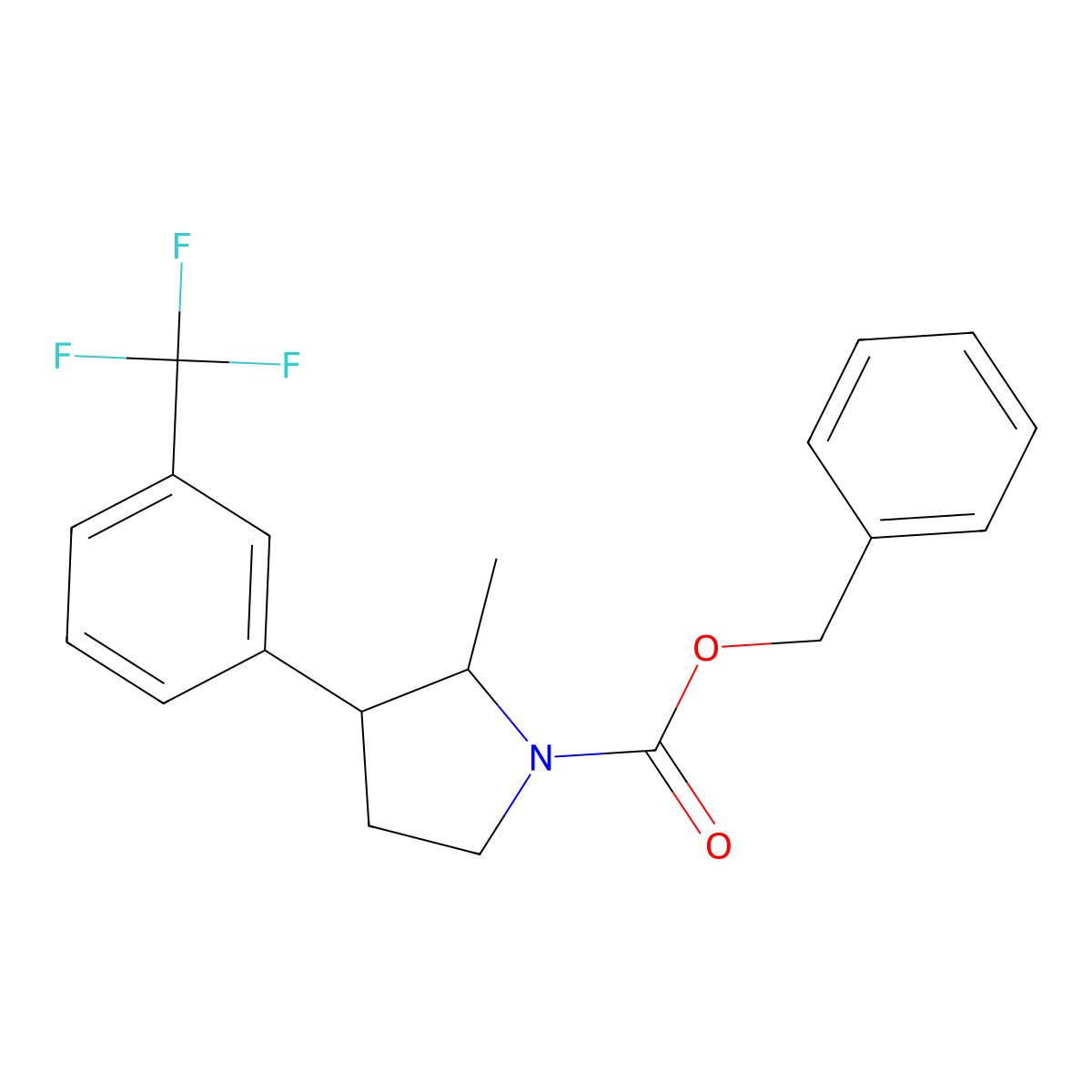 Benzyl 2-methyl-3-[3-(trifluoromethyl)phenyl]pyrrolidine-1-carboxylate molecular structure, CAS 2803834-32-2