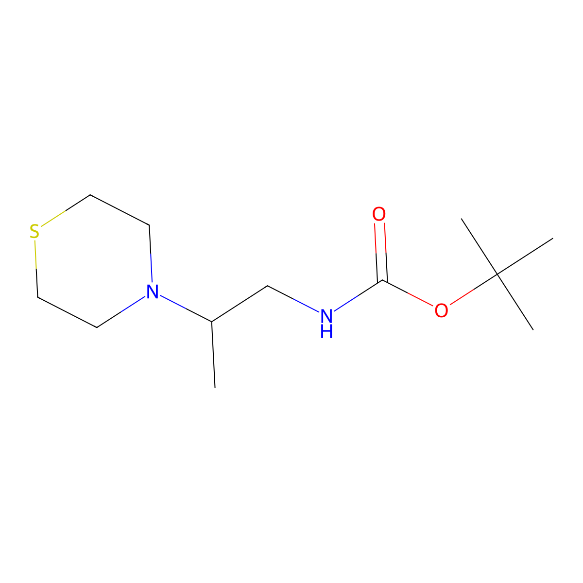 tert-butyl N-[2-(thiomorpholin-4-yl)propyl]carbamate molecular structure, CAS 2803834-41-3