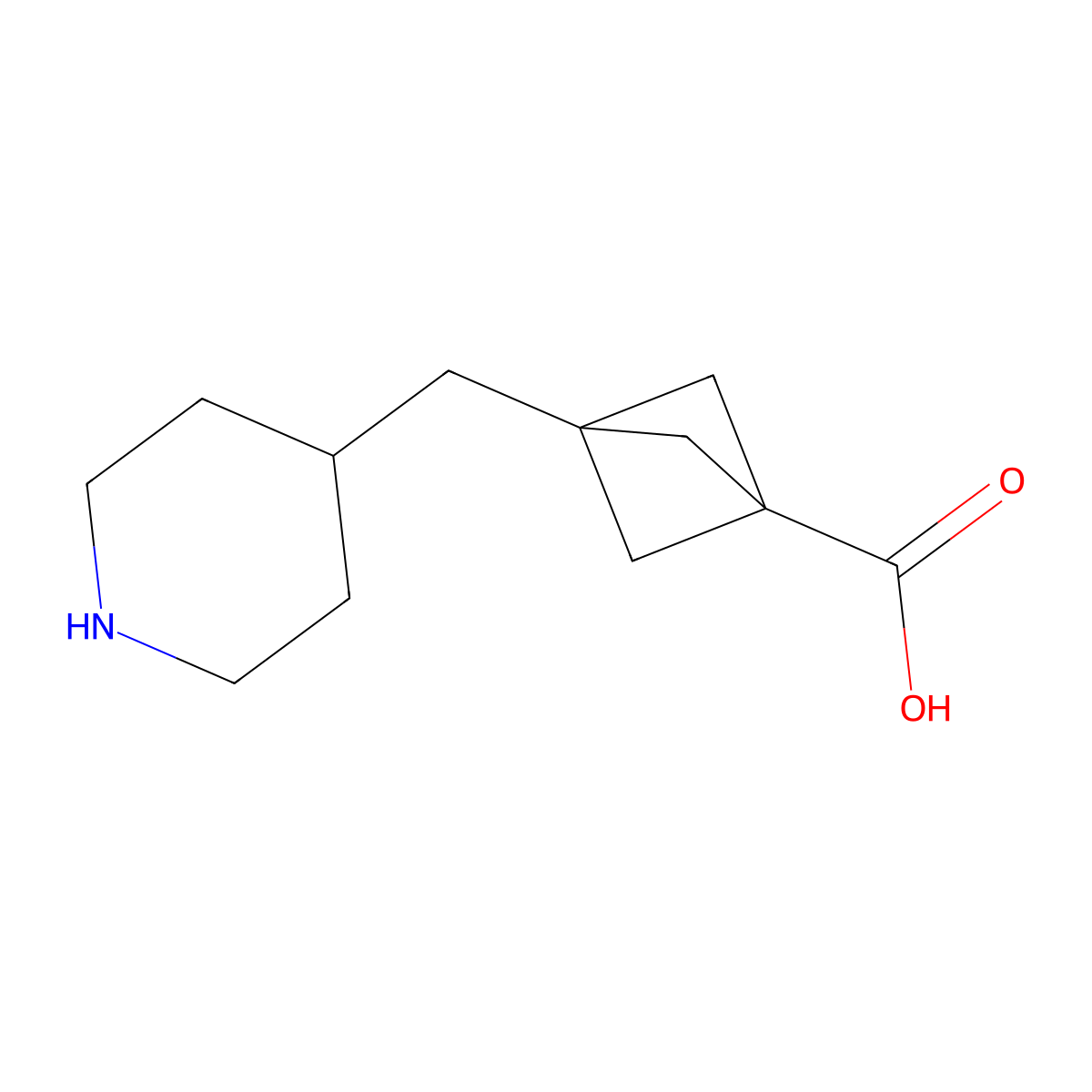 3-[(Piperidin-4-yl)methyl]bicyclo[1.1.1]pentane-1-carboxylic acid molecular structure, CAS 2803834-51-5