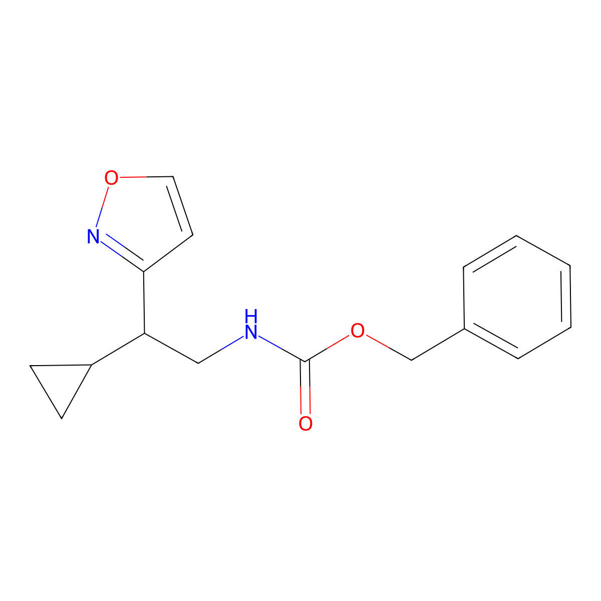 benzyl N-[2-cyclopropyl-2-(1,2-oxazol-3-yl)ethyl]carbamate molecular structure, CAS 2803834-62-8