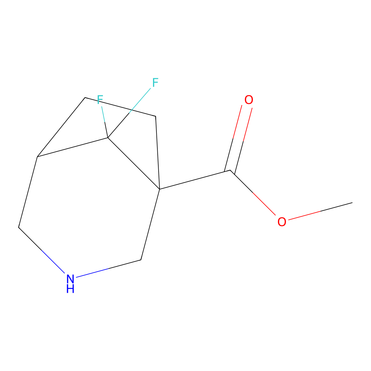 Methyl 8,8-difluoro-3-azabicyclo[3.2.1]octane-1-carboxylate molecular structure, CAS 2803834-63-9