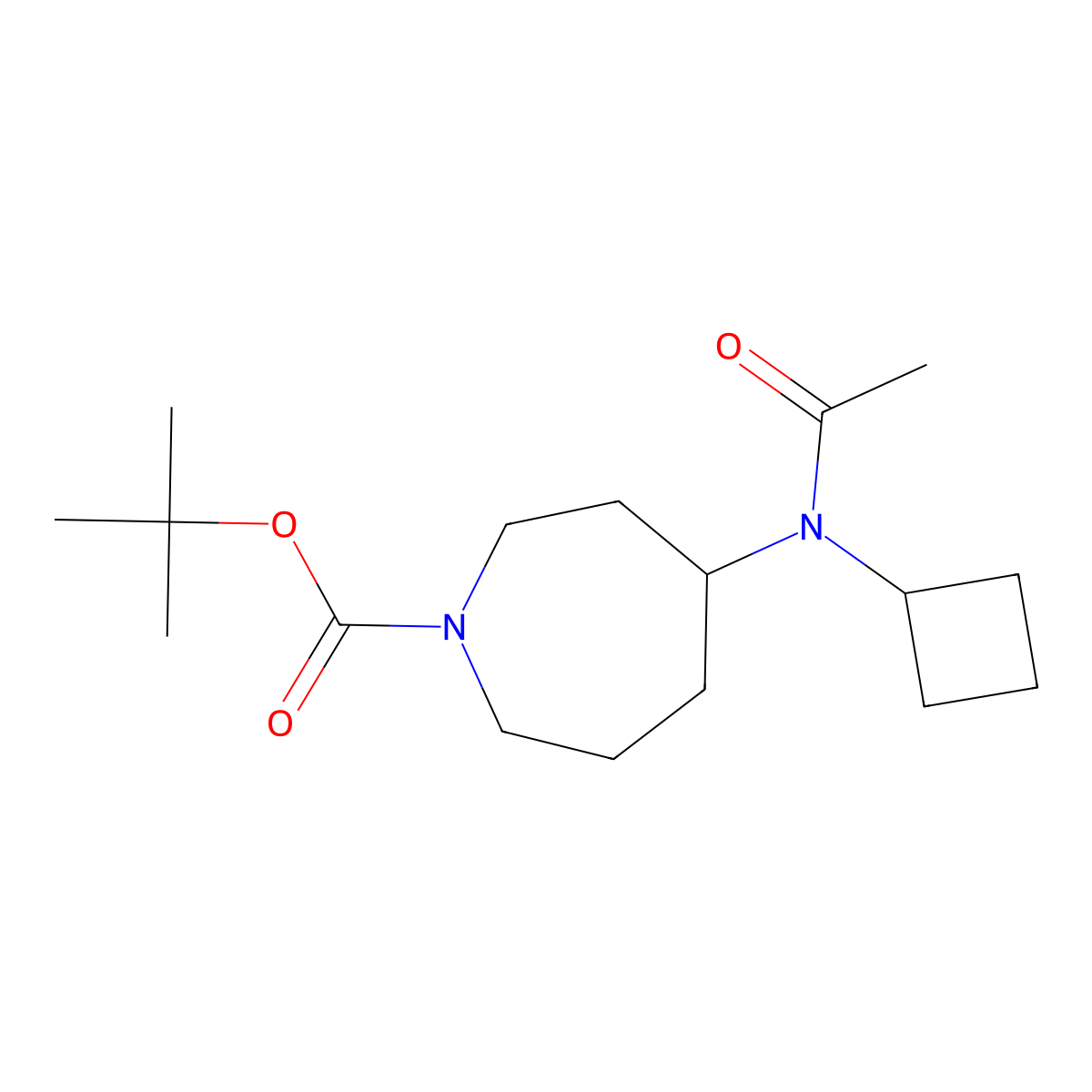 tert-butyl 4-(N-cyclobutylacetamido)azepane-1-carboxylate molecular structure, CAS 2803834-64-0