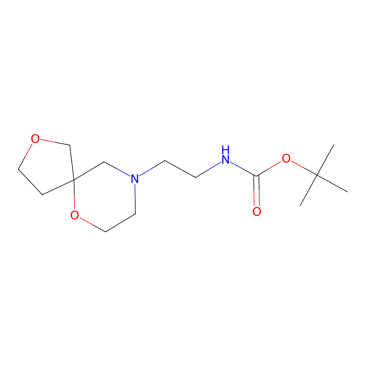 tert-butyl N-(2-{2,6-dioxa-9-azaspiro[4.5]decan-9-yl}ethyl)carbamate molecular structure, CAS 2803834-68-4