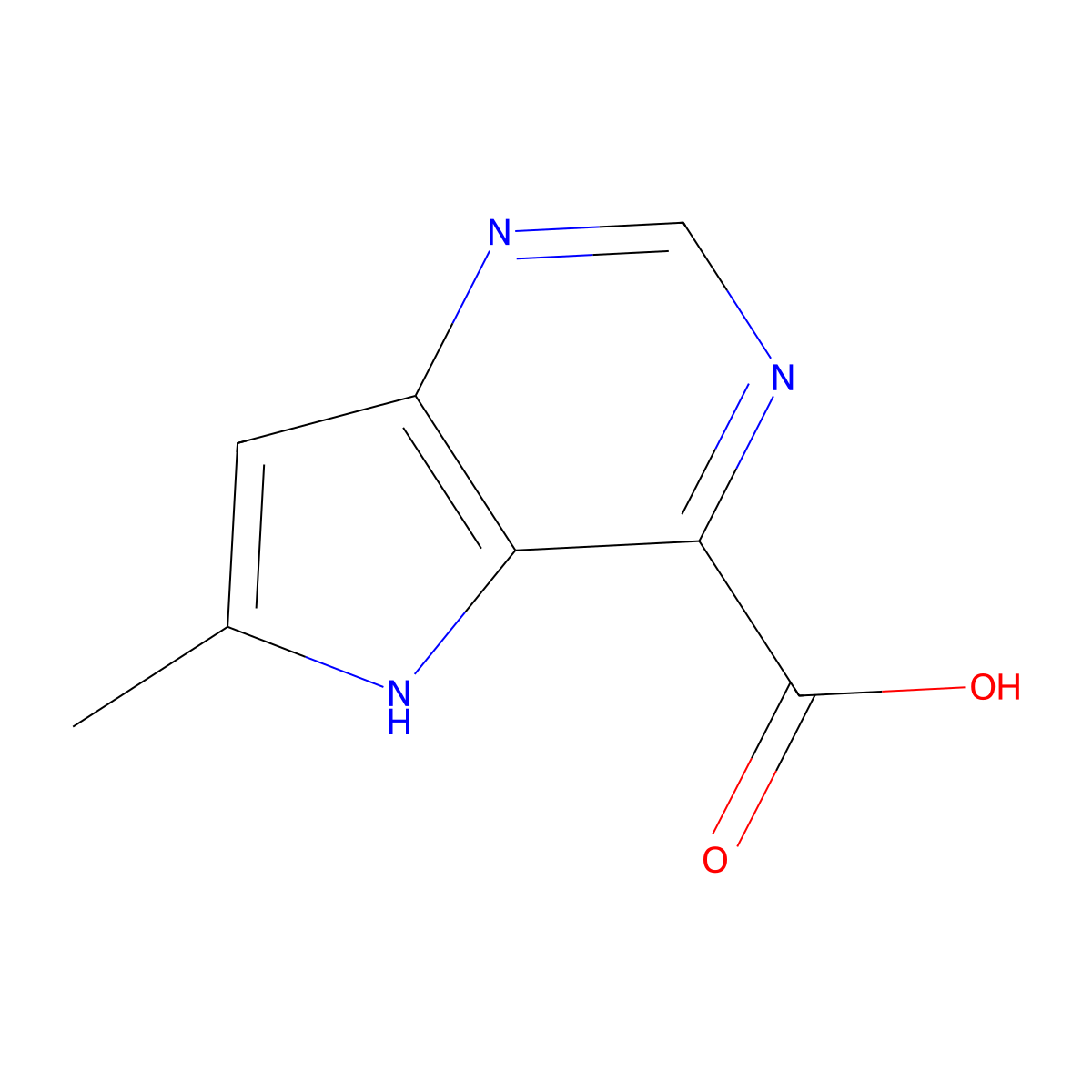 6-methyl-5H-pyrrolo(3,2-d)pyrimidine-4-carboxylic acid molecular structure, CAS 2803834-72-0
