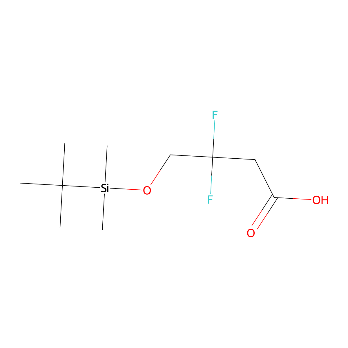 4-[(Tert-butyldimethylsilyl)oxy]-3,3-difluorobutanoicacid molecular structure, CAS 2803834-73-1