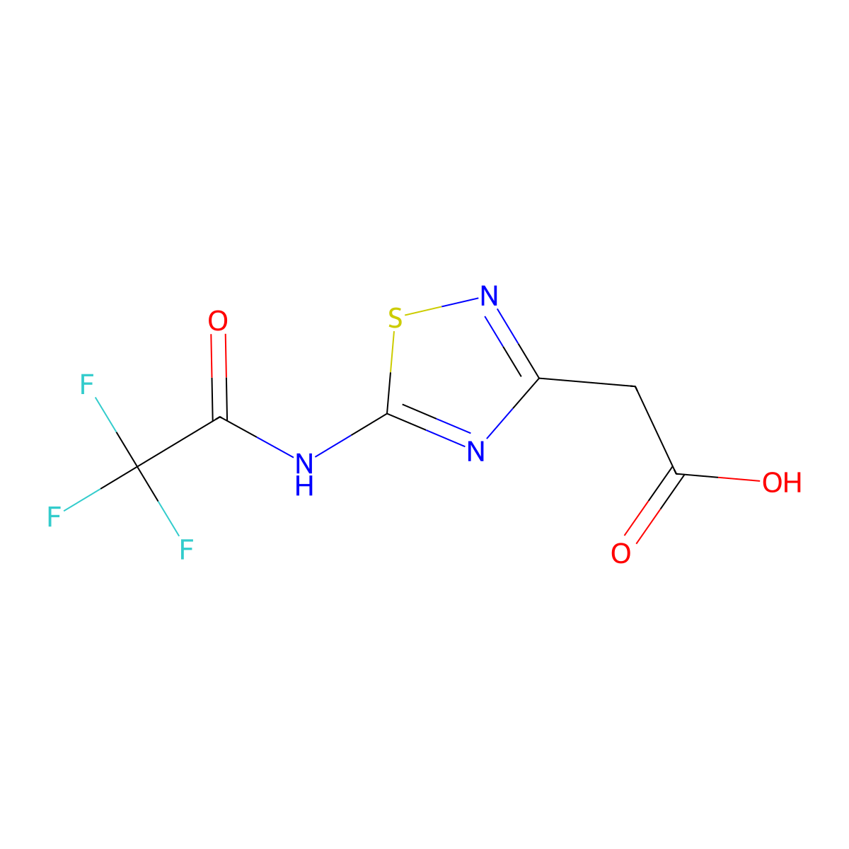 2-[5-(2,2,2-Trifluoroacetamido)-1,2,4-thiadiazol-3-yl]acetic acid molecular structure, CAS 2803834-75-3