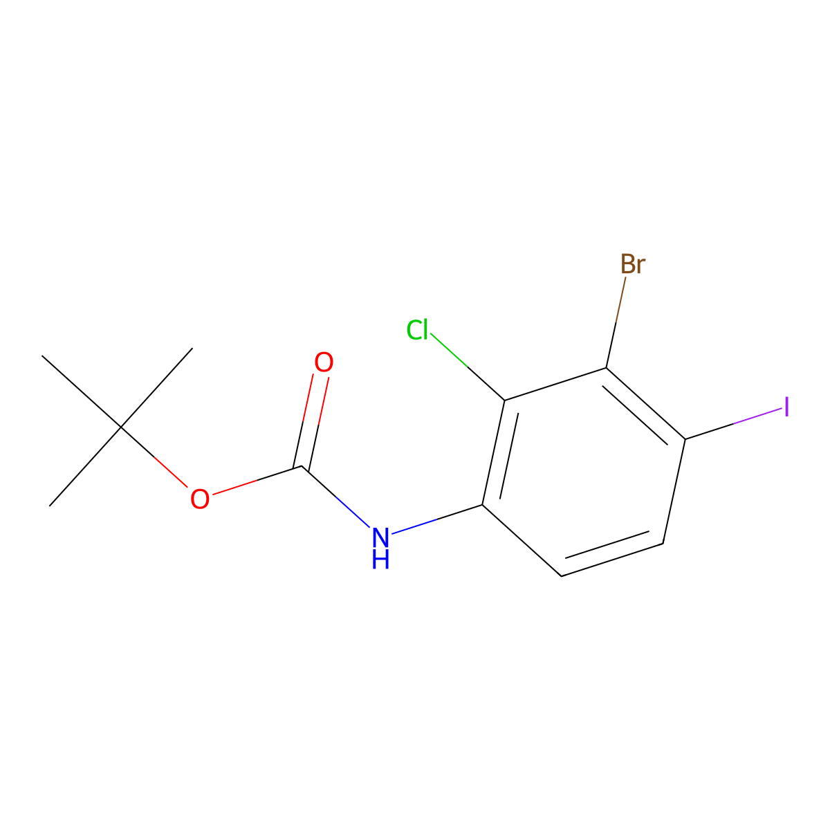 tert-butyl N-(3-bromo-2-chloro-4-iodophenyl)carbamate molecular structure, CAS 2803834-79-7