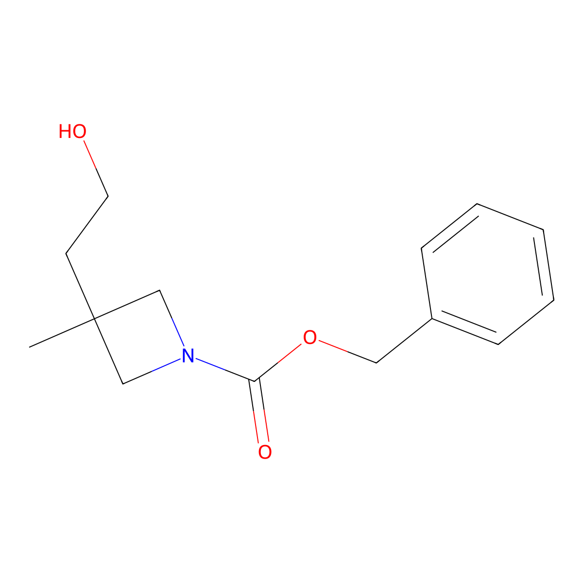 Benzyl 3-(2-hydroxyethyl)-3-methylazetidine-1-carboxylate molecular structure, CAS 2803834-82-2