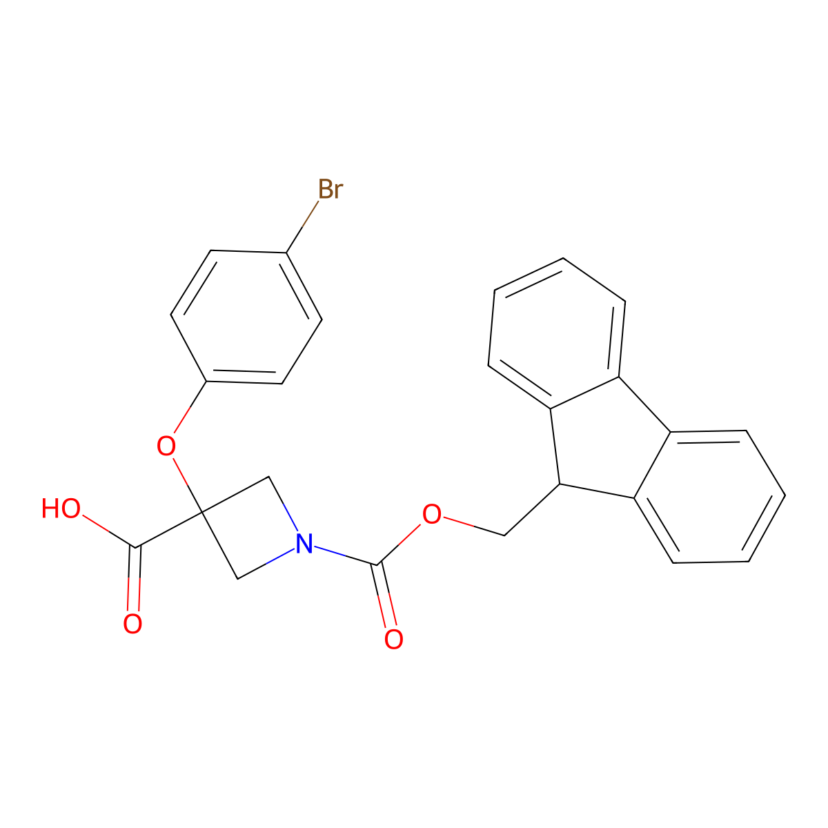 3-(4-bromophenoxy)-1-{[(9H-fluoren-9-yl)methoxy]carbonyl}azetidine-3-carboxylic acid molecular structure, CAS 2803834-99-1