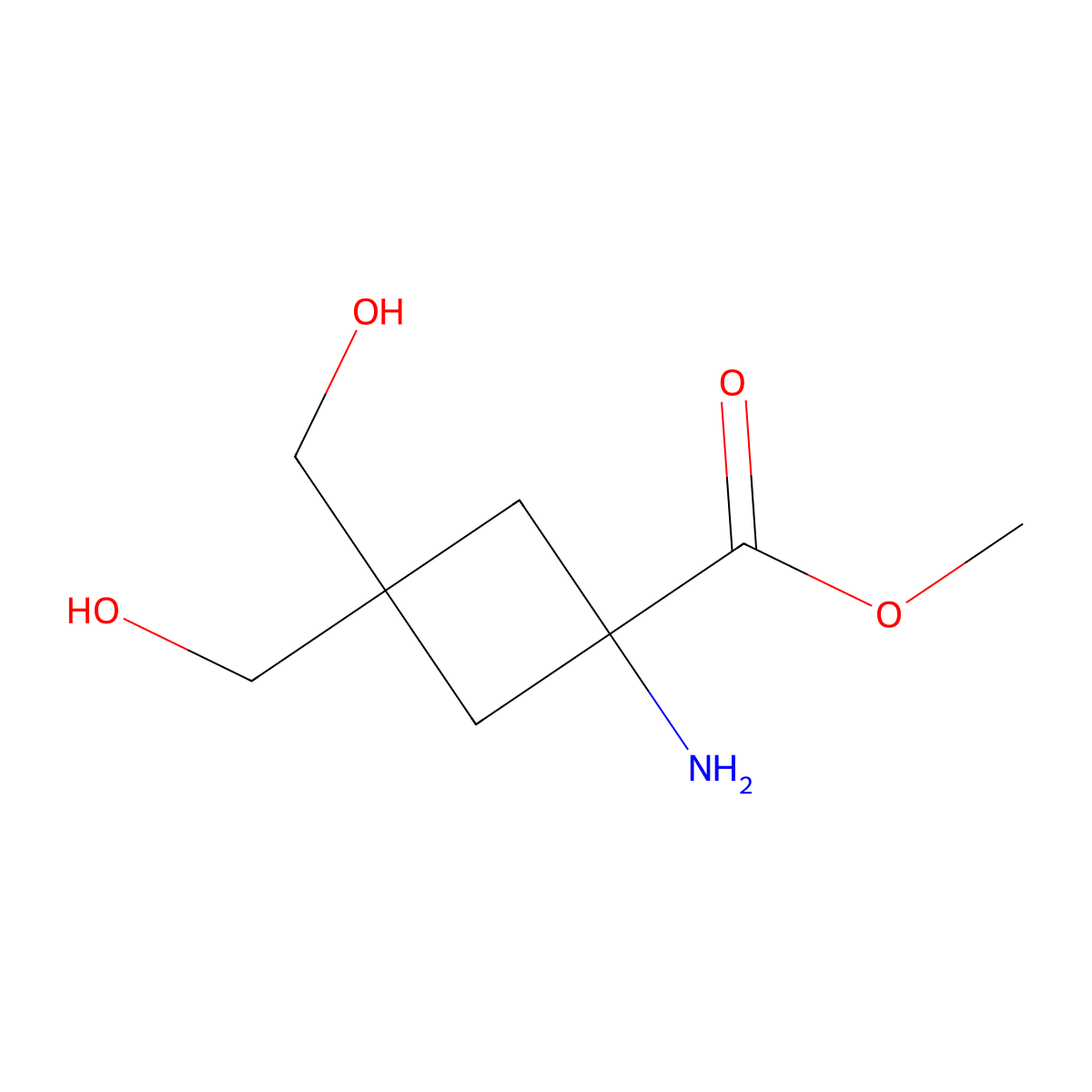 Methyl 1-amino-3,3-bis(hydroxymethyl)cyclobutane-1-carboxylate molecular structure, CAS 2803835-00-7