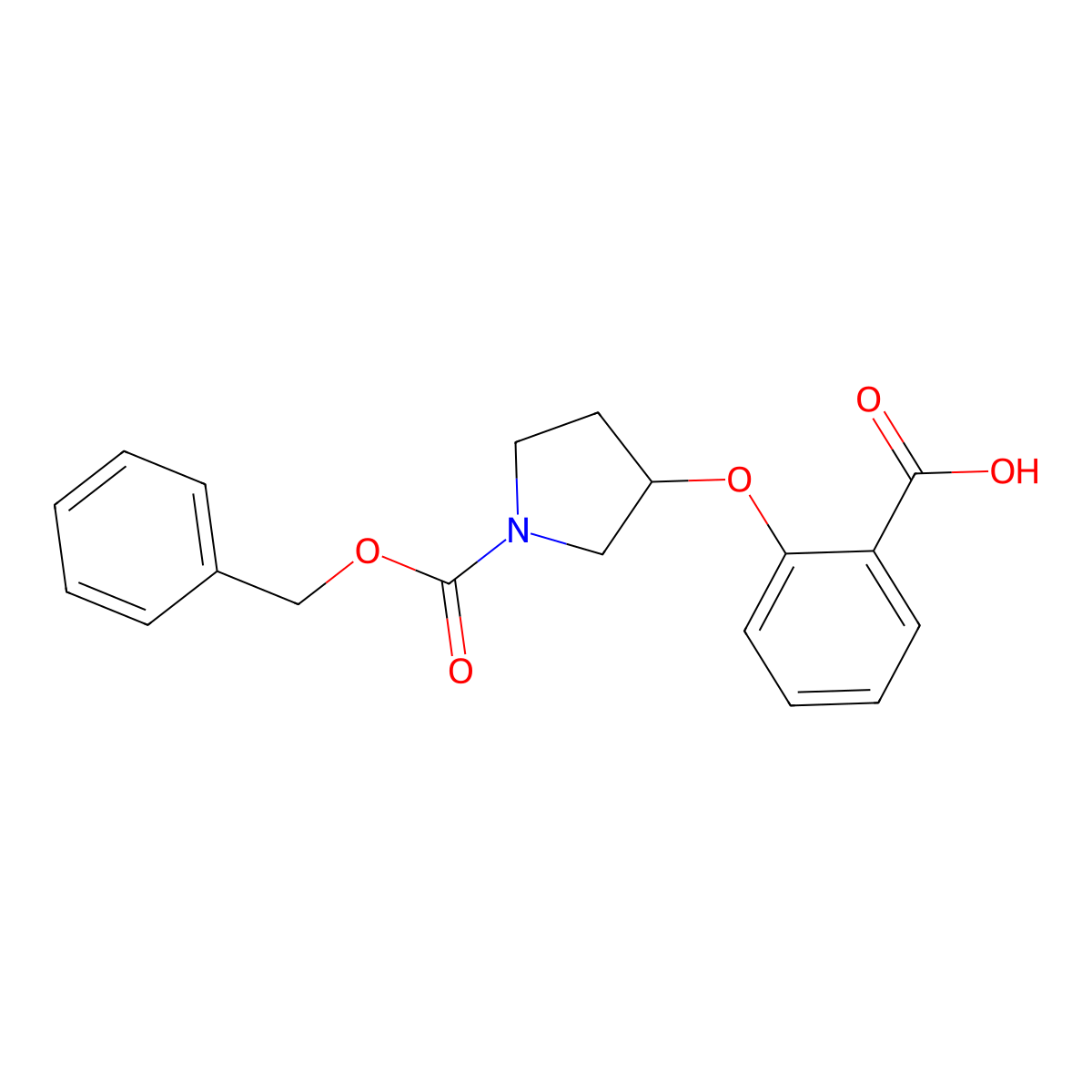2-({1-[(Benzyloxy)carbonyl]pyrrolidin-3-yl}oxy)benzoic acid molecular structure, CAS 2803835-02-9