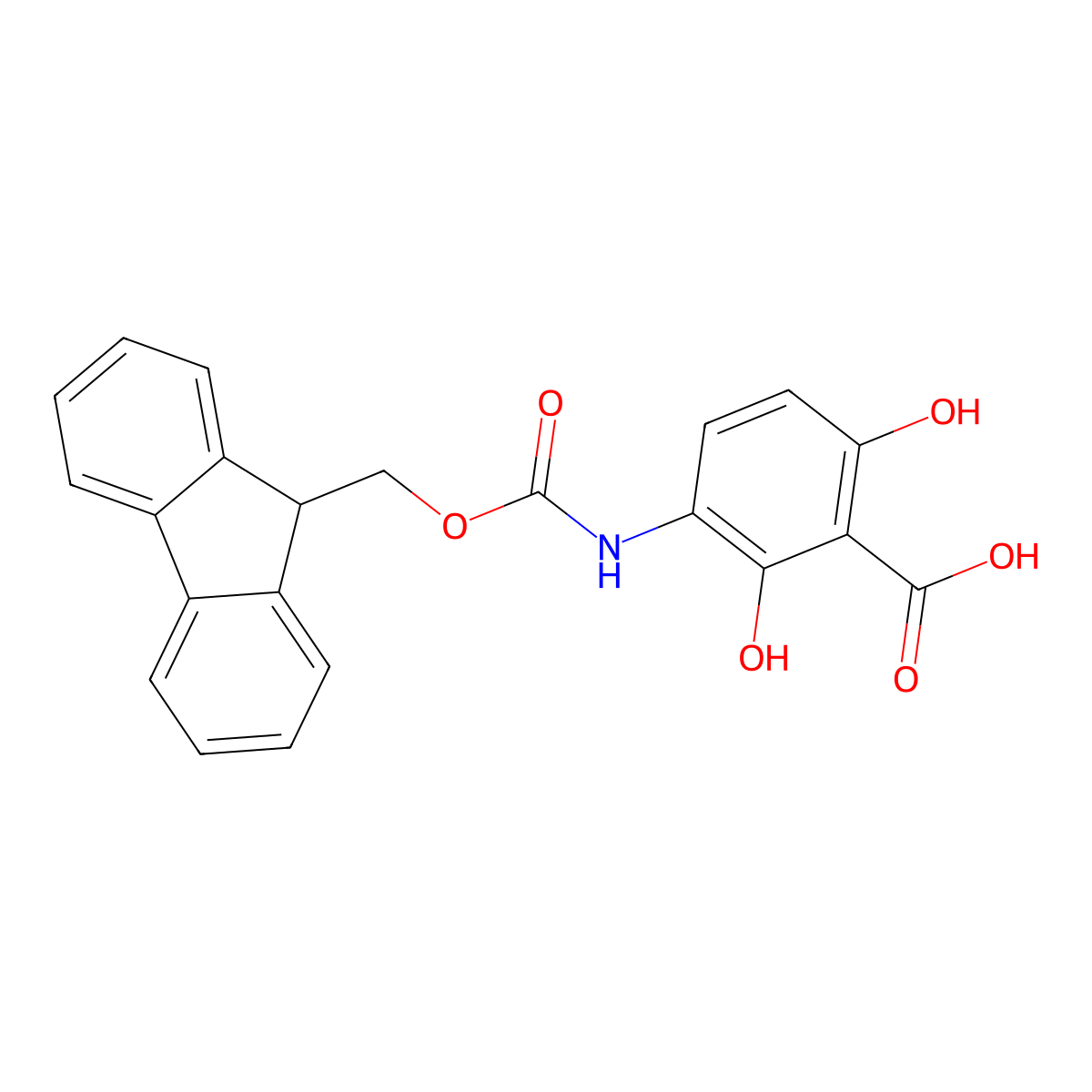 3-({[(9H-fluoren-9-yl)methoxy]carbonyl}amino)-2,6-dihydroxybenzoic acid molecular structure, CAS 2803835-04-1