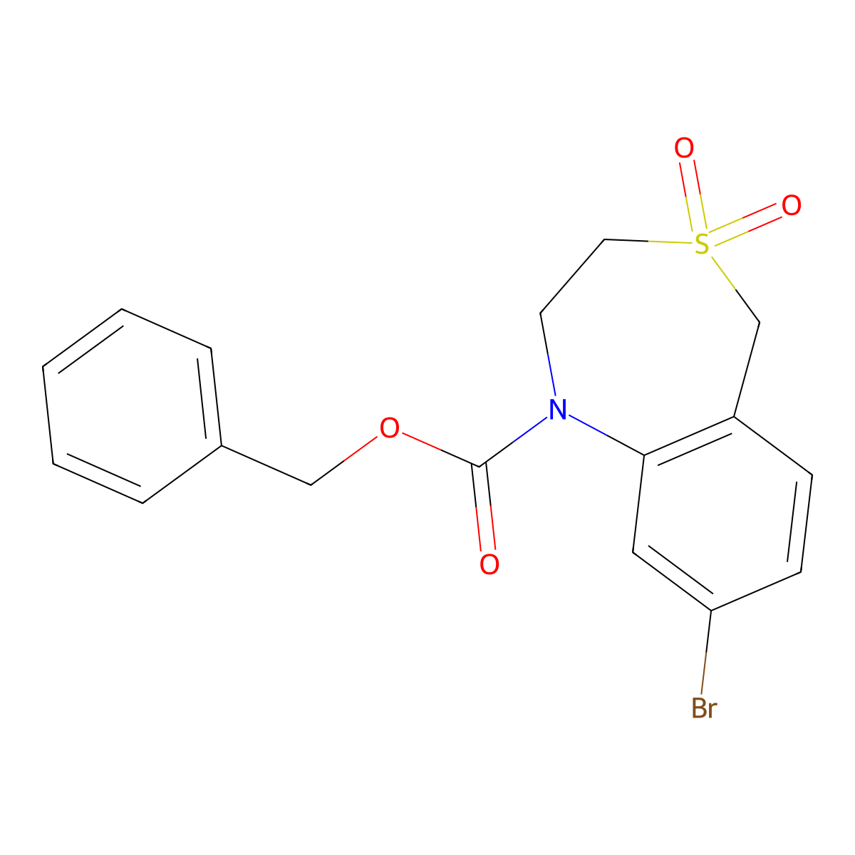Benzyl 8-bromo-4,4-dioxo-1,2,3,5-tetrahydro-4lambda6,1-benzothiazepine-1-carboxylate molecular structure, CAS 2803835-06-3