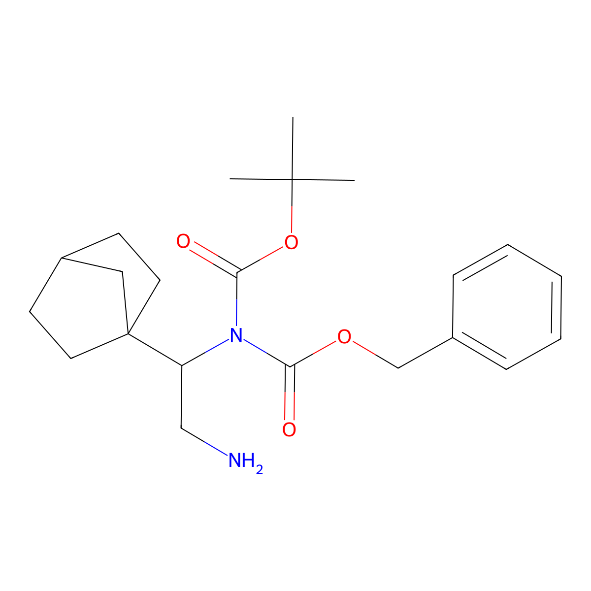 benzyl N-(2-amino-1-{bicyclo[2.2.1]heptan-1-yl}ethyl)-N-[(tert-butoxy)carbonyl]carbamate molecular structure, CAS 2803835-08-5