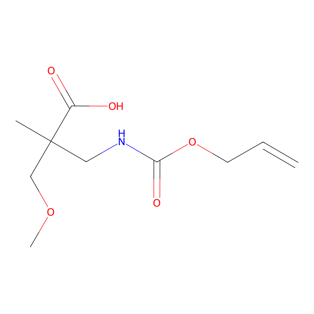 3-Methoxy-2-methyl-2-({[(prop-2-en-1-yloxy)carbonyl]amino}methyl)propanoic acid molecular structure, CAS 2803835-15-4